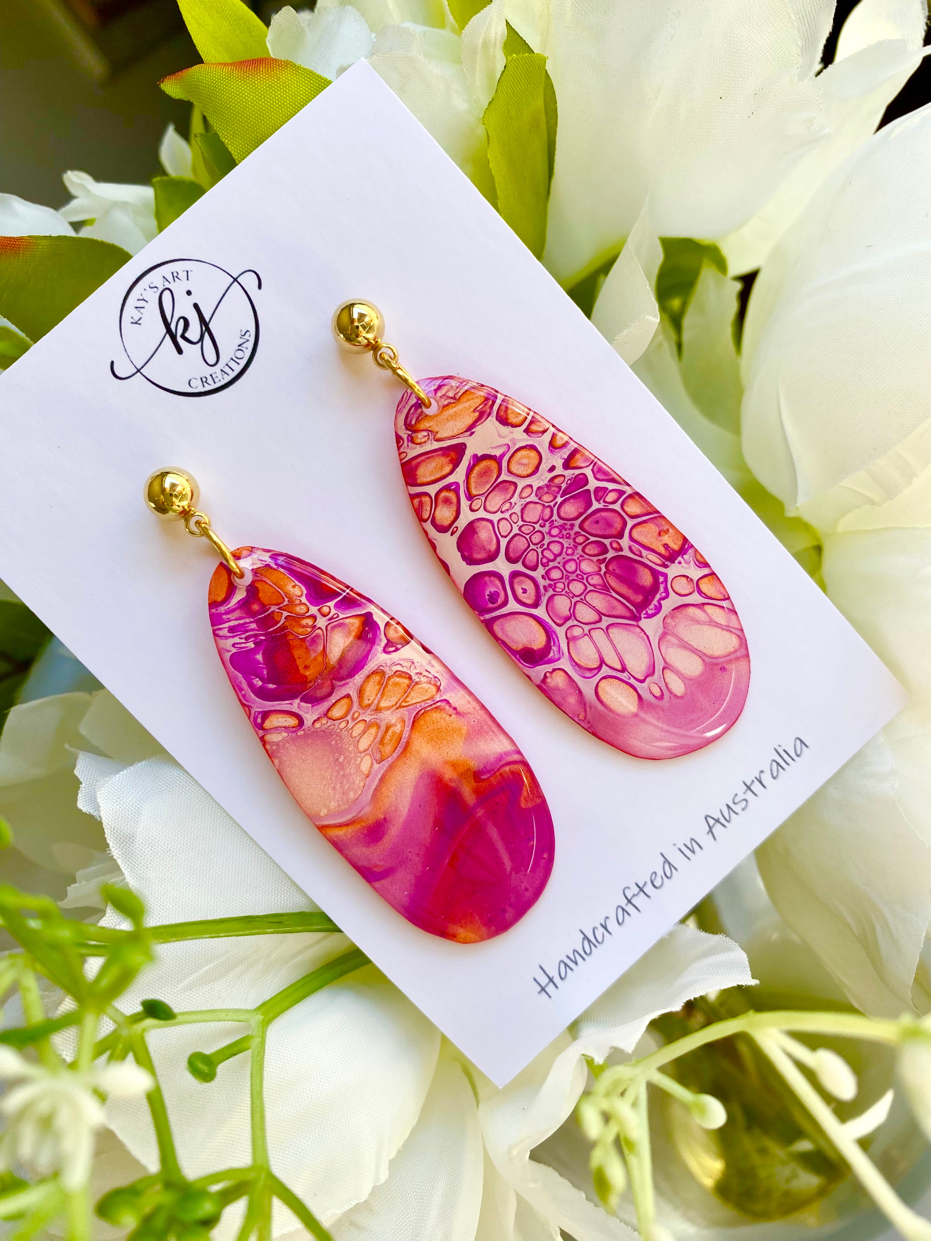 Hand Painted Stud Dangle Earrings