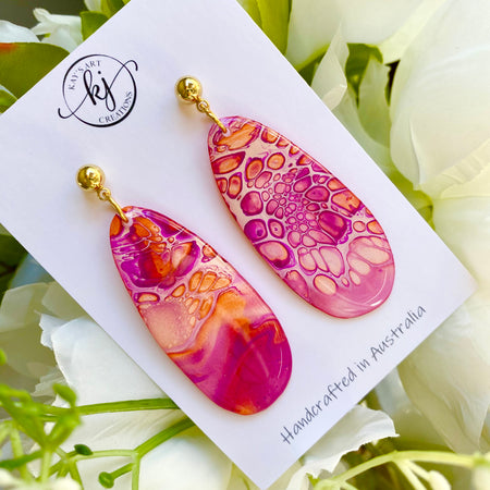 Hand Painted Stud Dangle Earrings