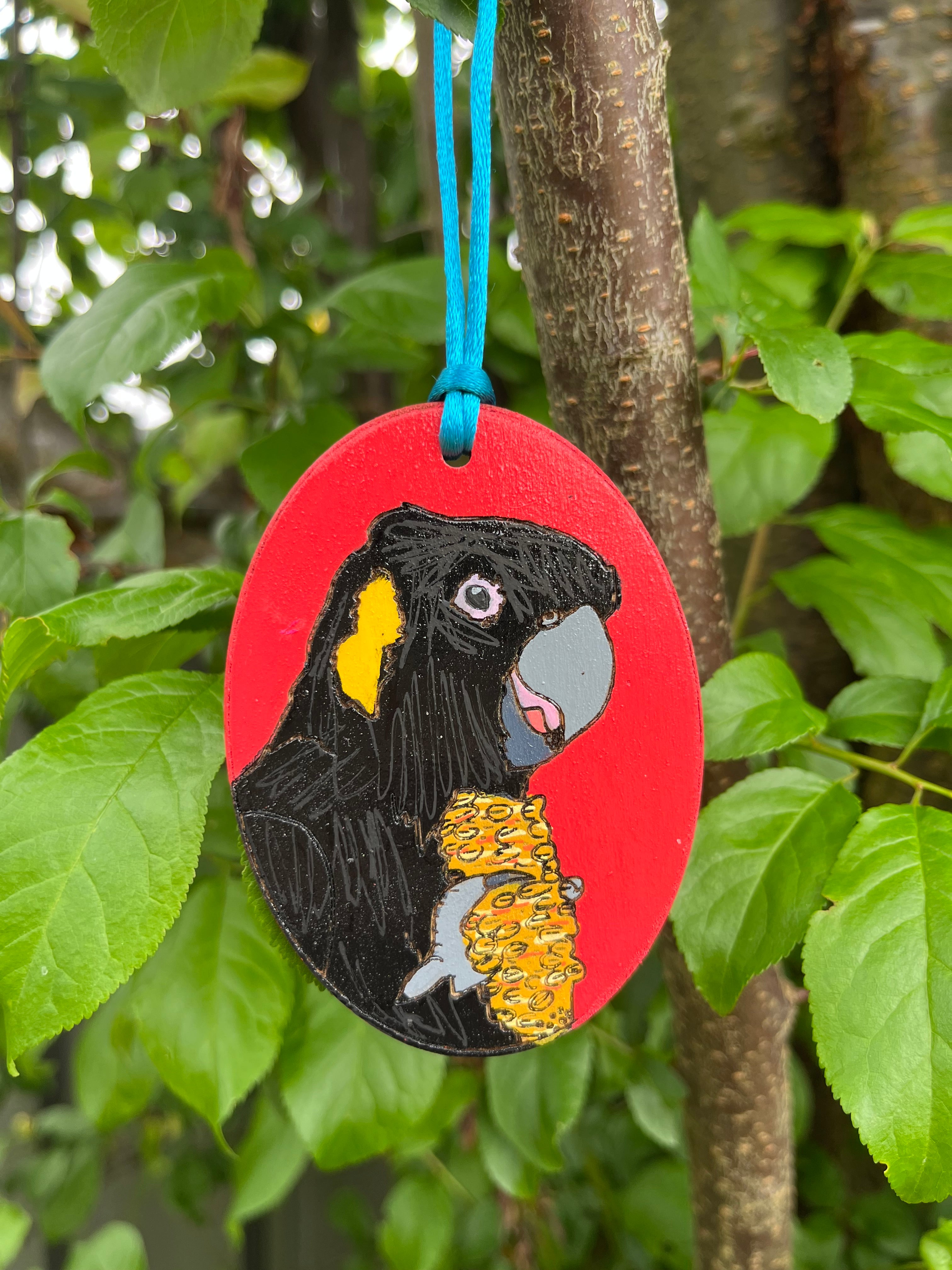 Yellow-tailed Black Cockatoo Bauble | Hand-painted | Christmas Decoration | Australian Native Birds