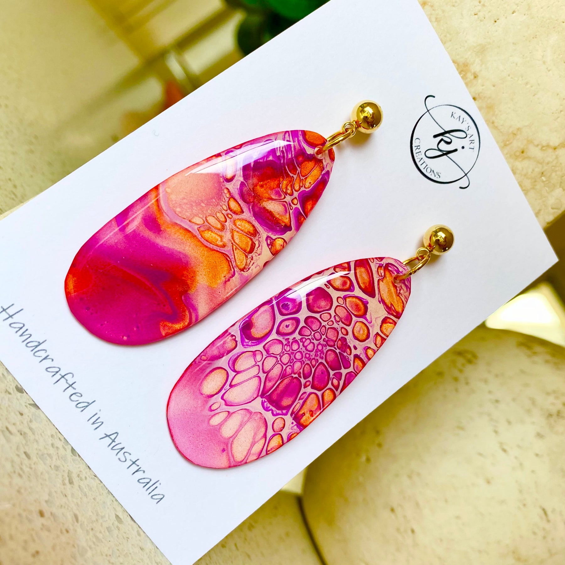 Hand Painted Stud Dangle Earrings