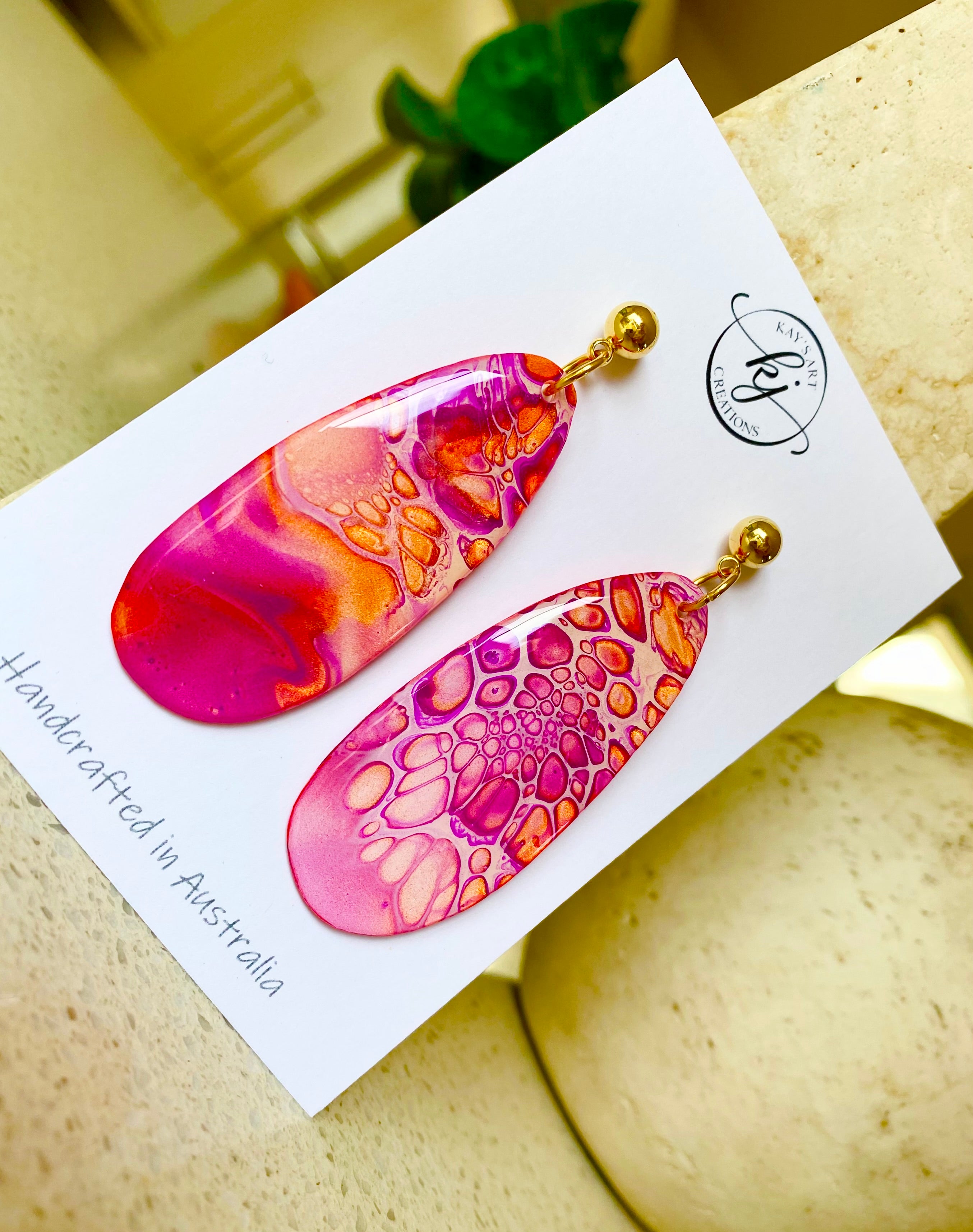 Hand Painted Stud Dangle Earrings