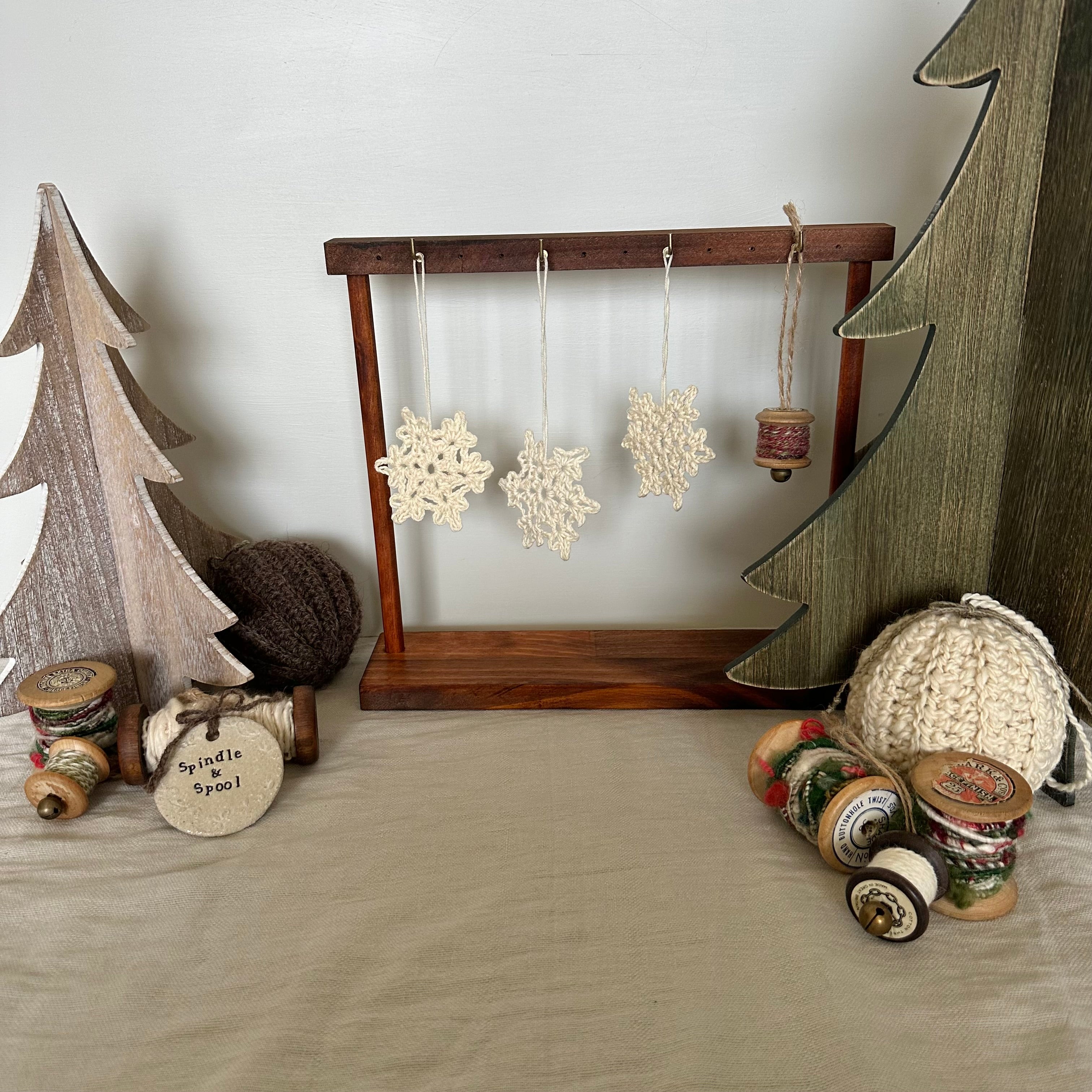 Set of 3 Cotton Crocheted Snowflakes