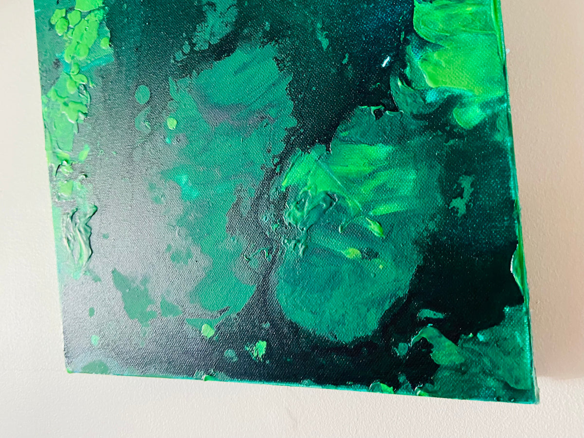 Green Aventurine Wall Art Original Abstract Acrylic Canvas Painting