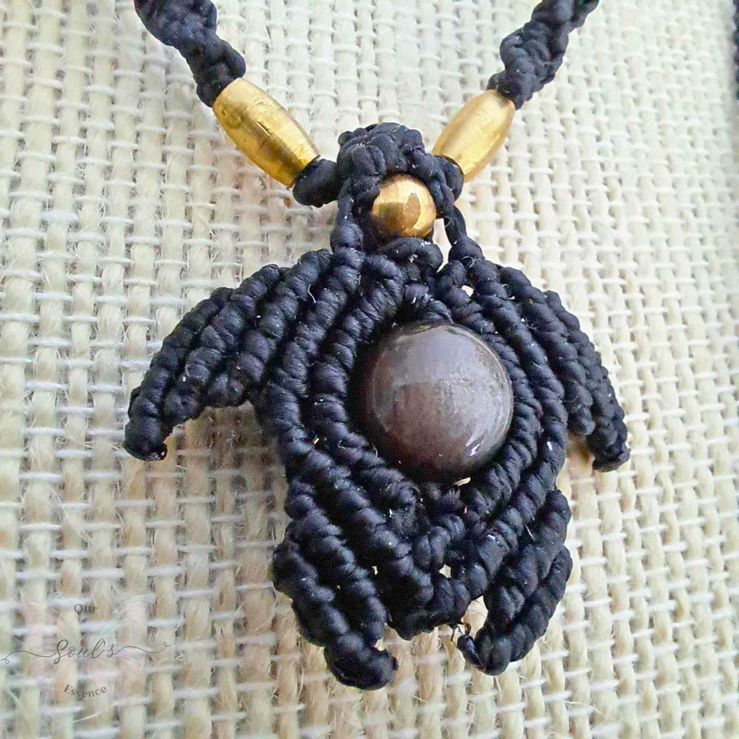 Silver Sheen Obisidan Turtle Necklace