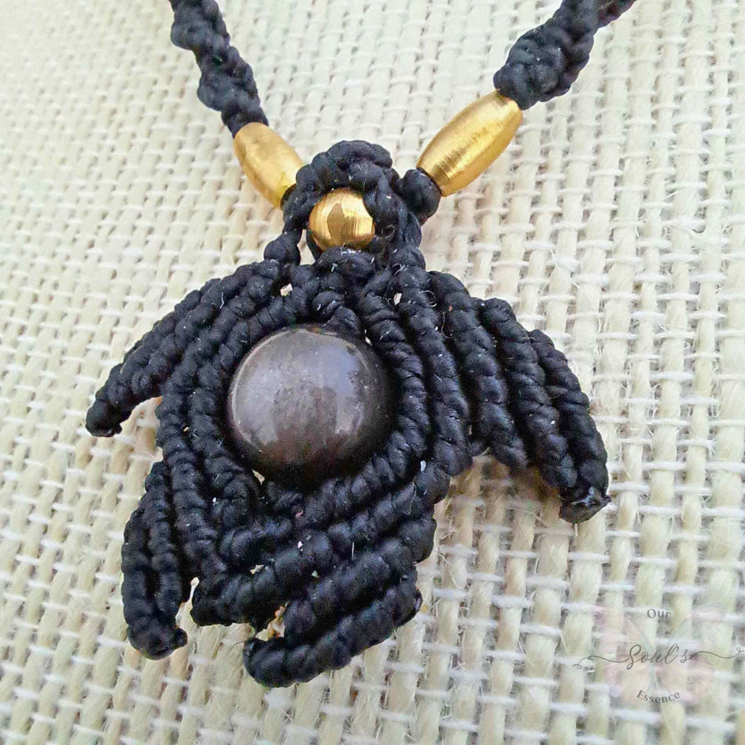 Silver Sheen Obisidan Turtle Necklace