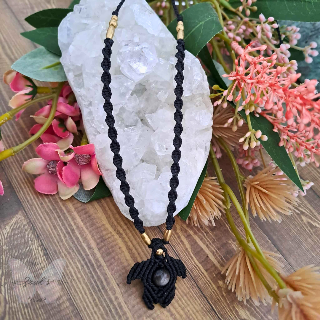 Silver Sheen Obisidan Turtle Necklace