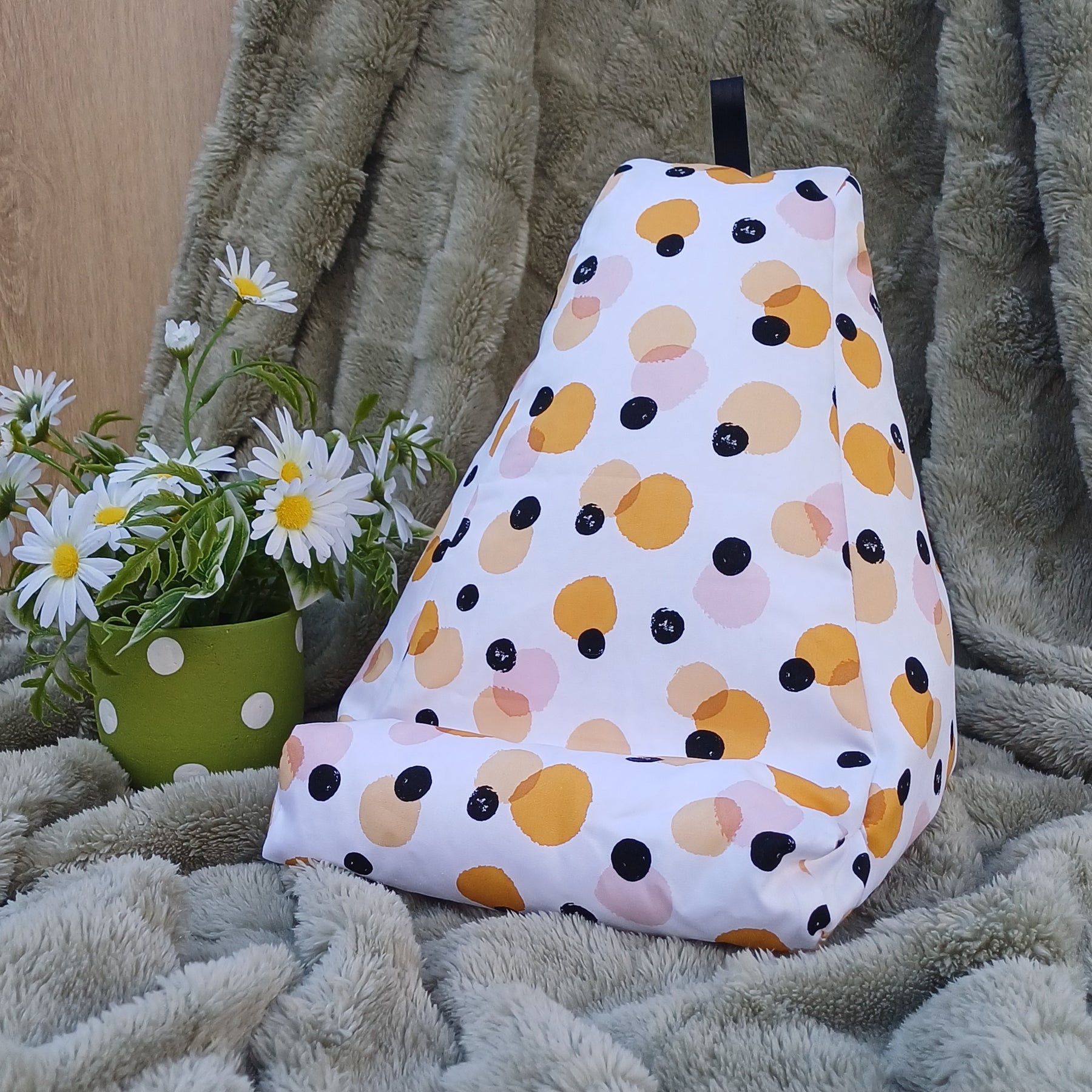 Yellow & Black Spot Design Pillow to suit Book and Tablet