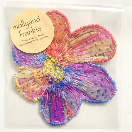 Slow Stitched Unique Flower Drink Coaster - Mauve