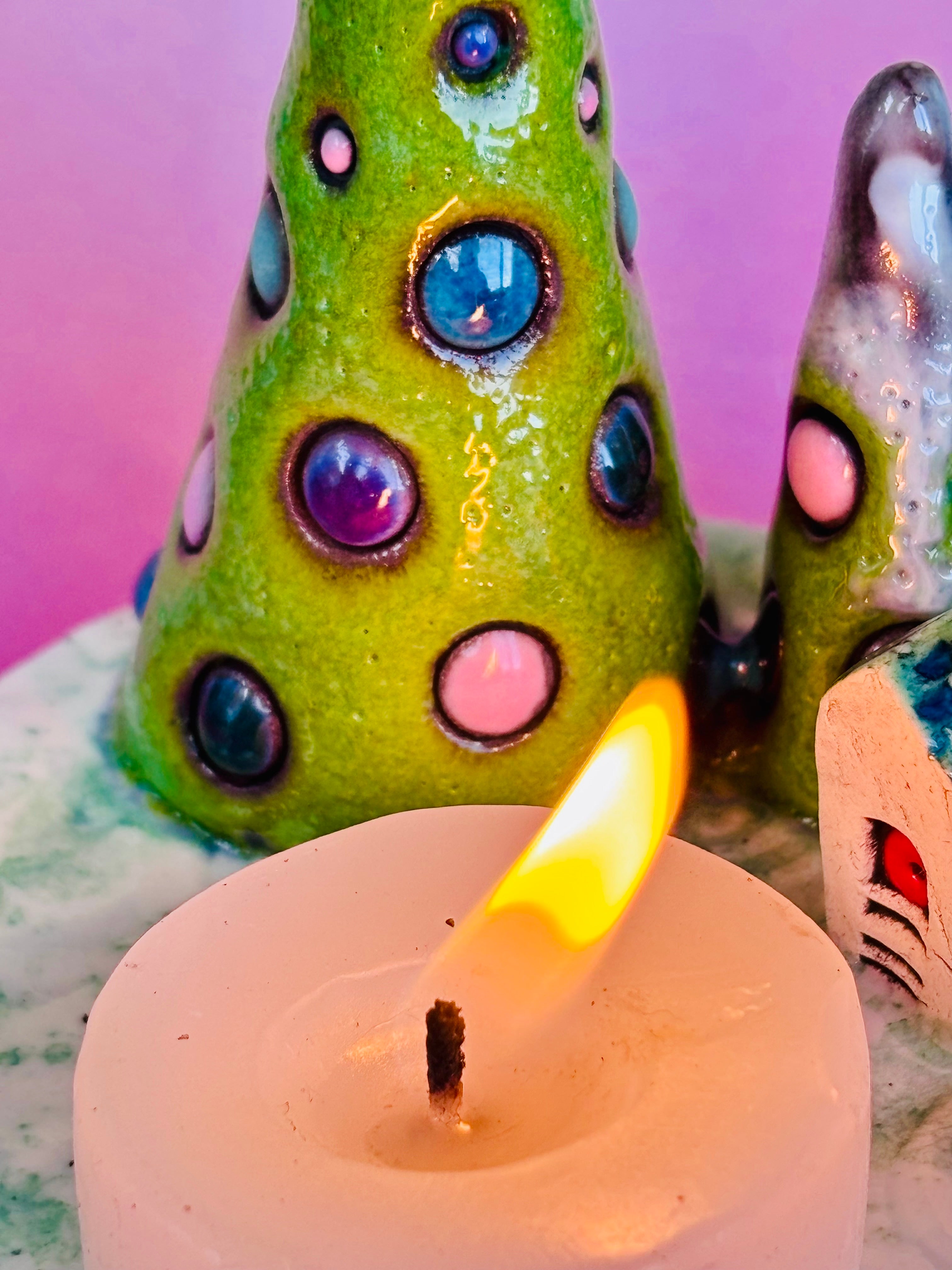 Handmade Earthenware Ceramic Christmas Tealight Holder 1