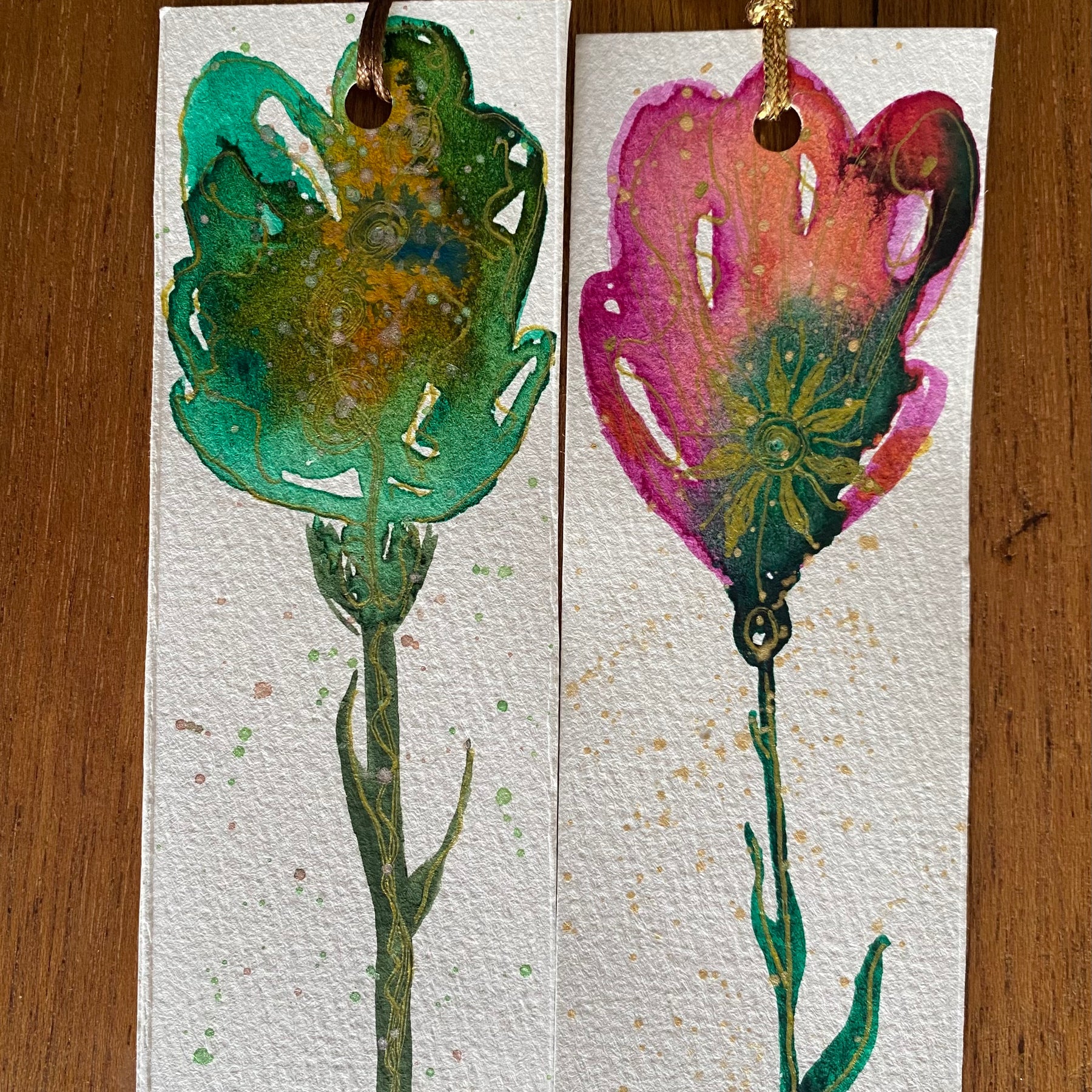 Four Unique Hand Painted Watercolour Bookmarks | Handmade Unique Bookmarks