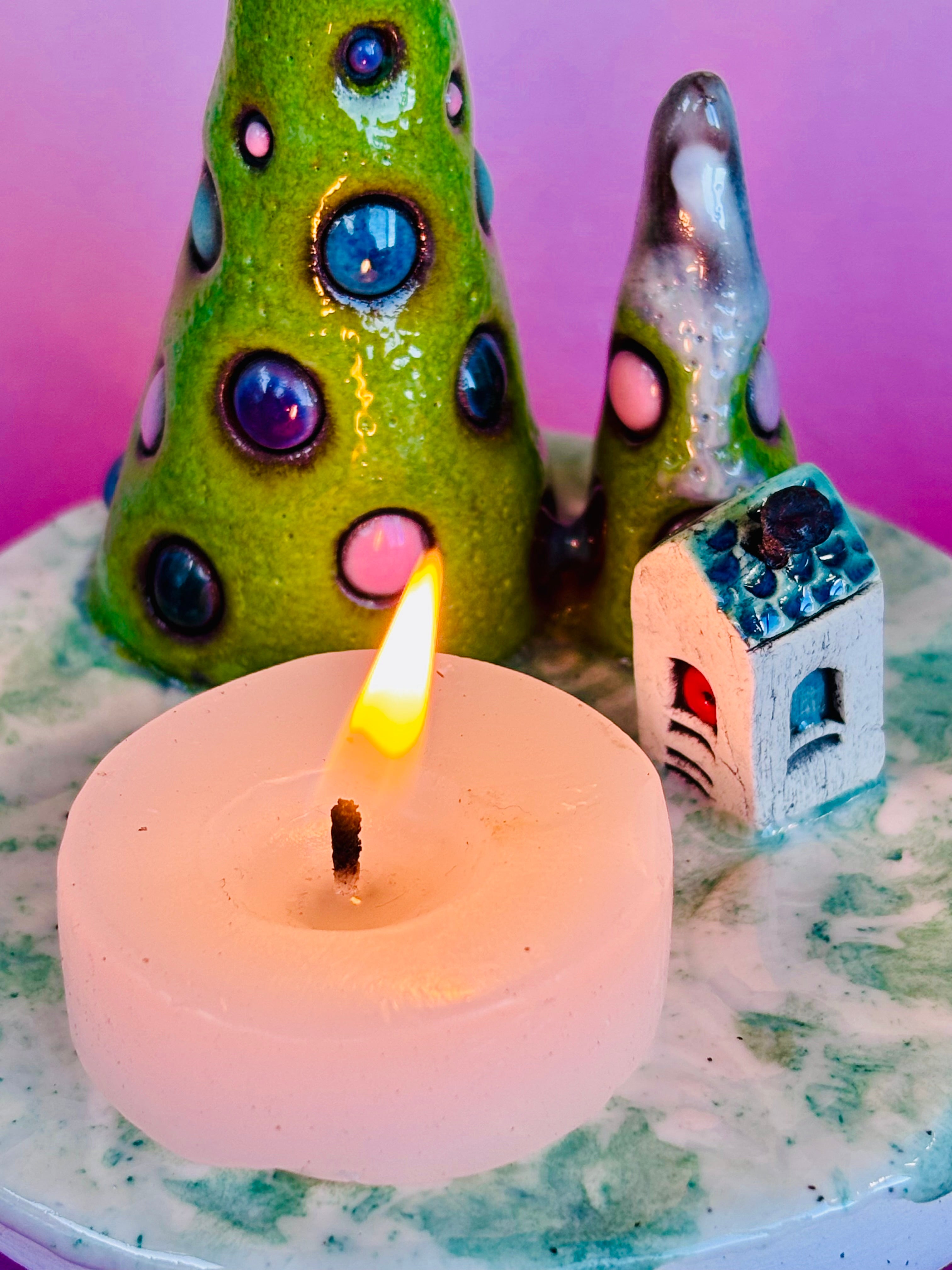 Handmade Earthenware Ceramic Christmas Tealight Holder 1