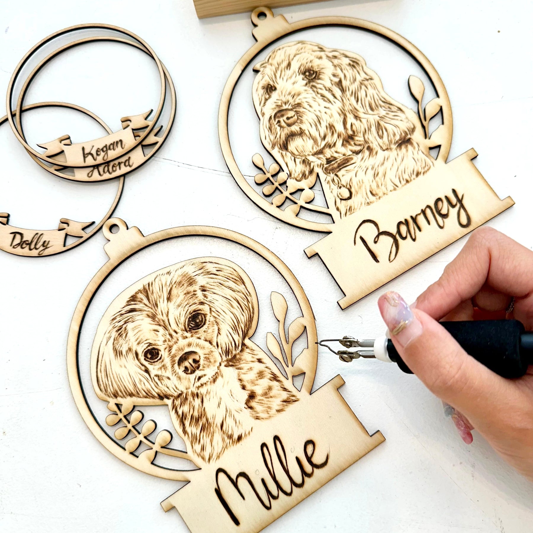 Custom Pet Portrait Christmas Ornament – Handmade Woodburned Decoration | Pet Memorial Gift | Personalized Dog & Cat Keepsake