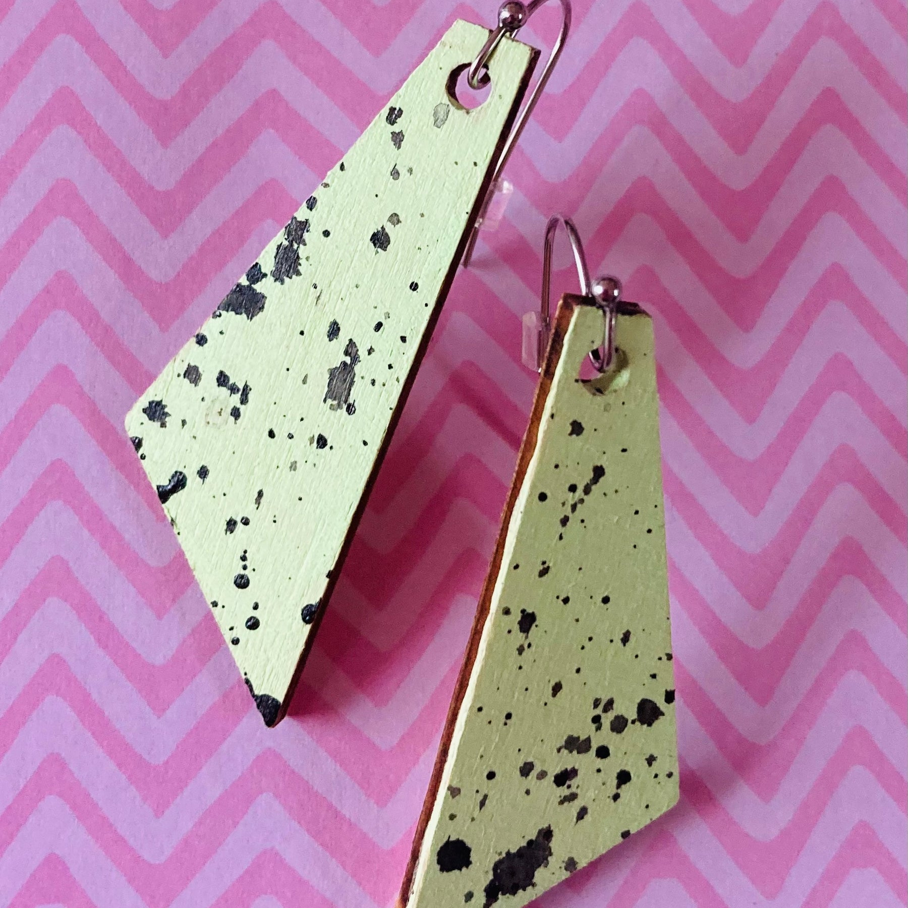 Mint green Handpainted splatter earrings