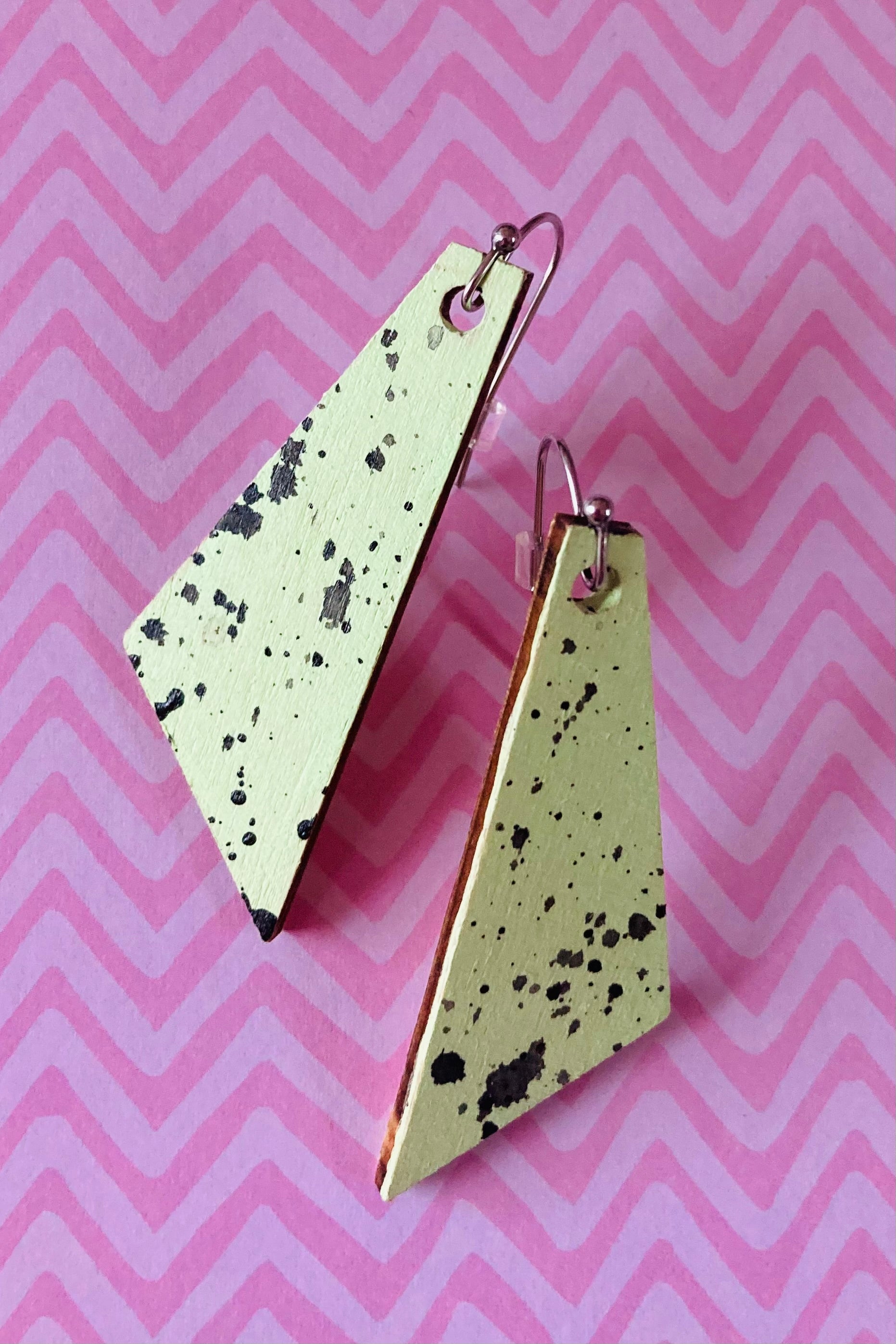Mint green Handpainted splatter earrings