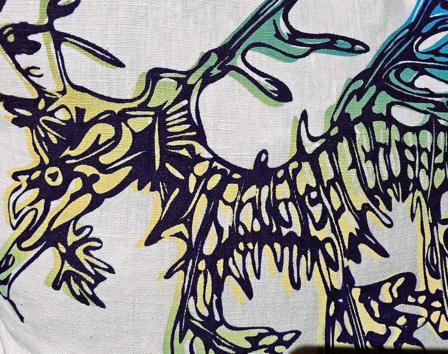 Hand Screen Printed Cushion Covers- Leafy Sea Dragon
