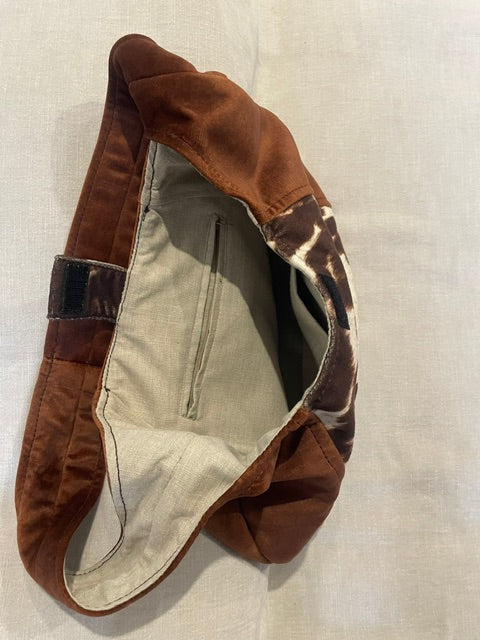 Brown Velvet Slouch Bag/Velvet Cowhide Print