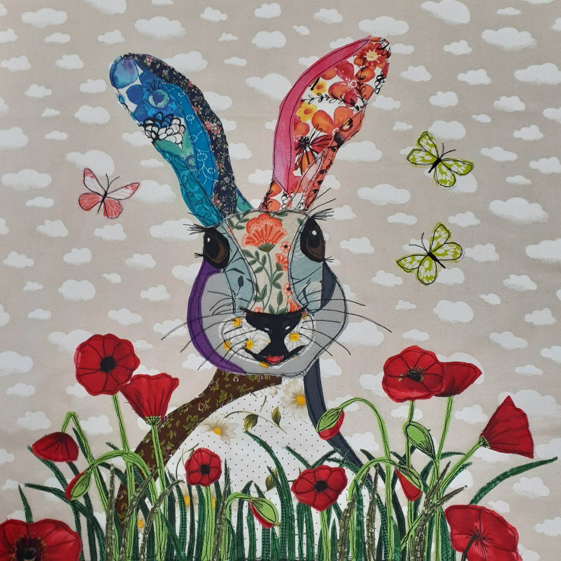 Harriett the hare in the poppy field tote bag