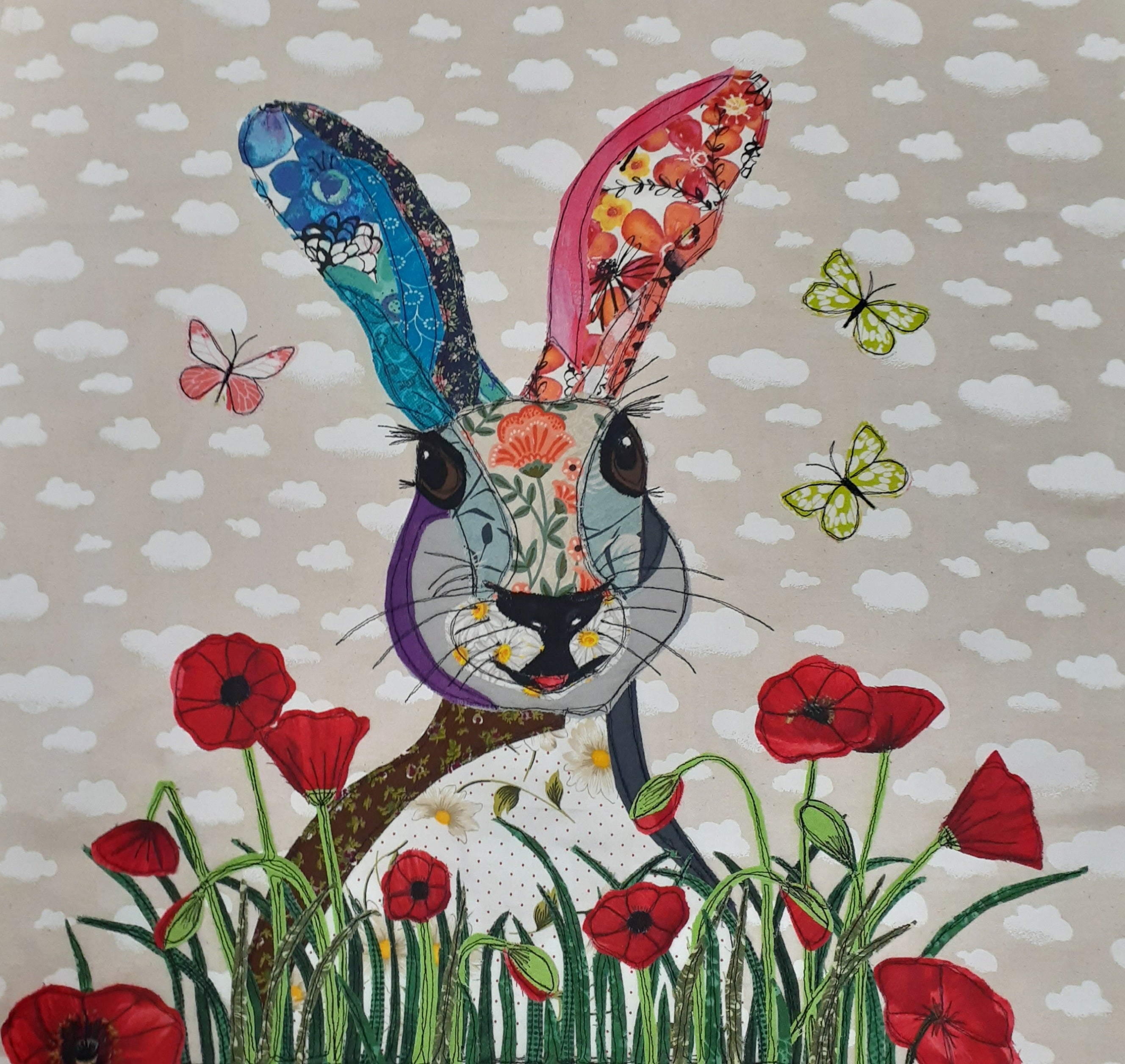Harriett the hare in the poppy field tote bag