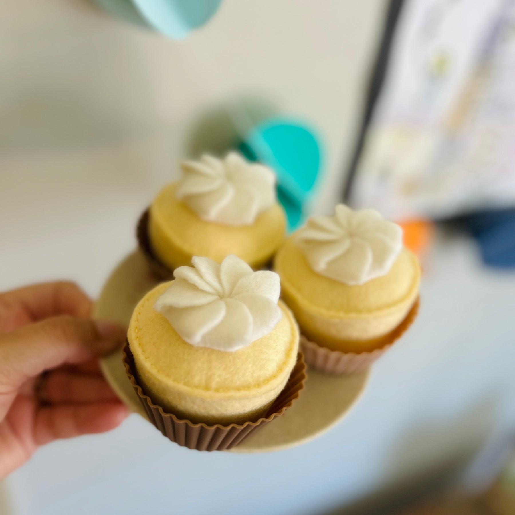 Vanilla Cupcake, felt play food