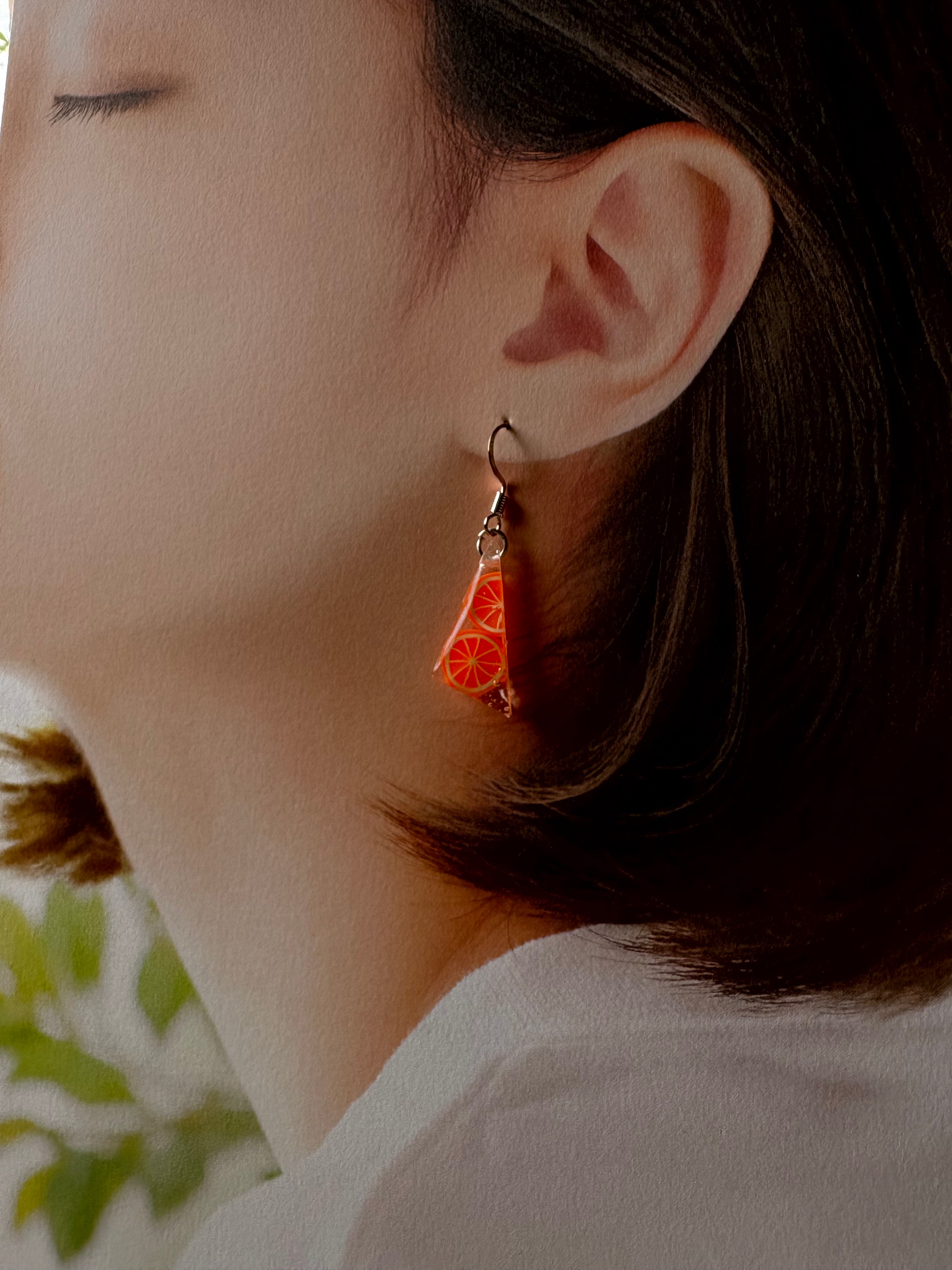 Orange resin earrings