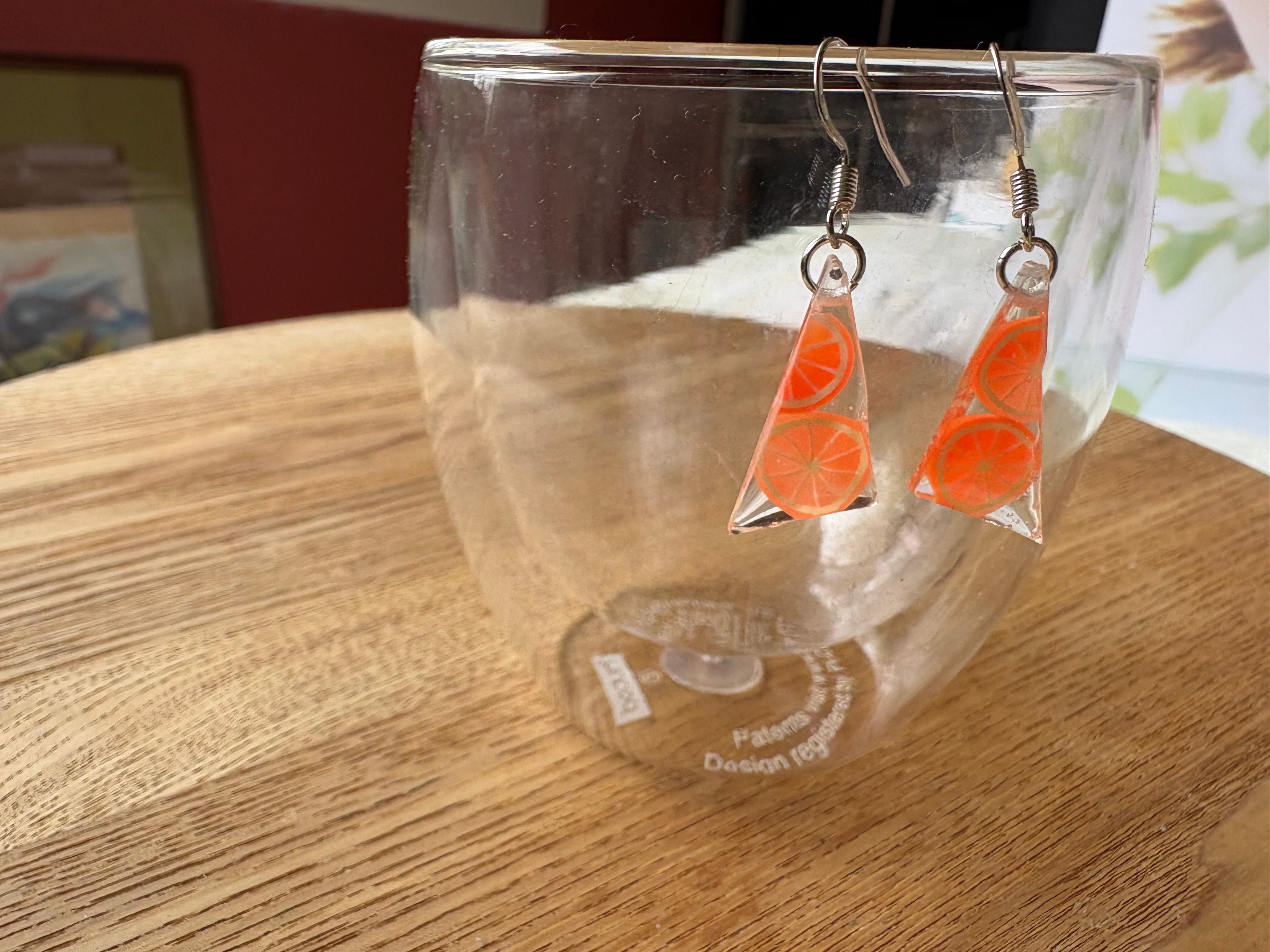 Orange resin earrings