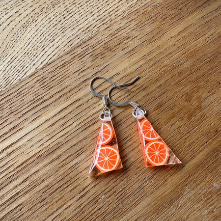 Orange resin earrings