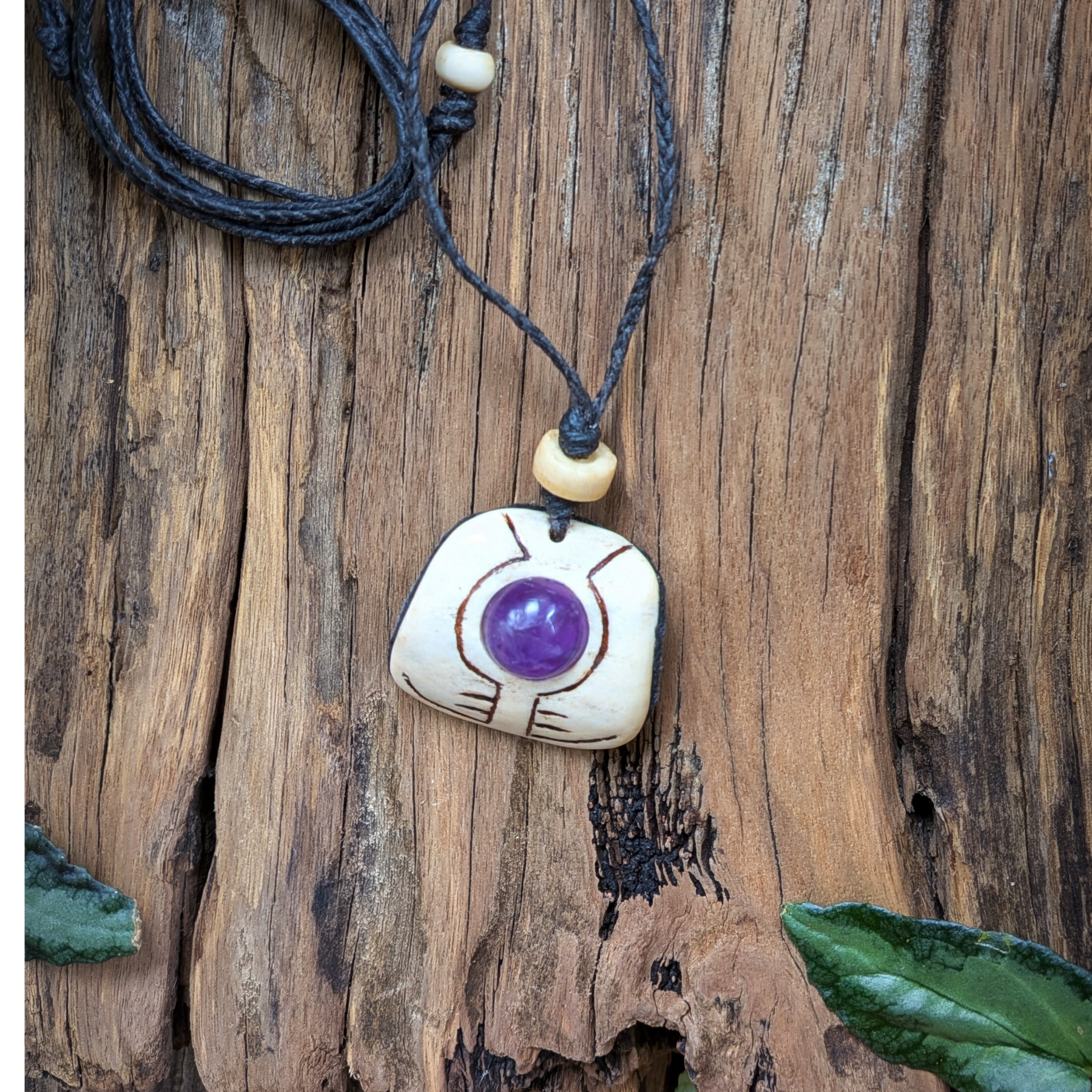 •| AMETHYST | DEER ANTLER |• natural crystal necklace talisman