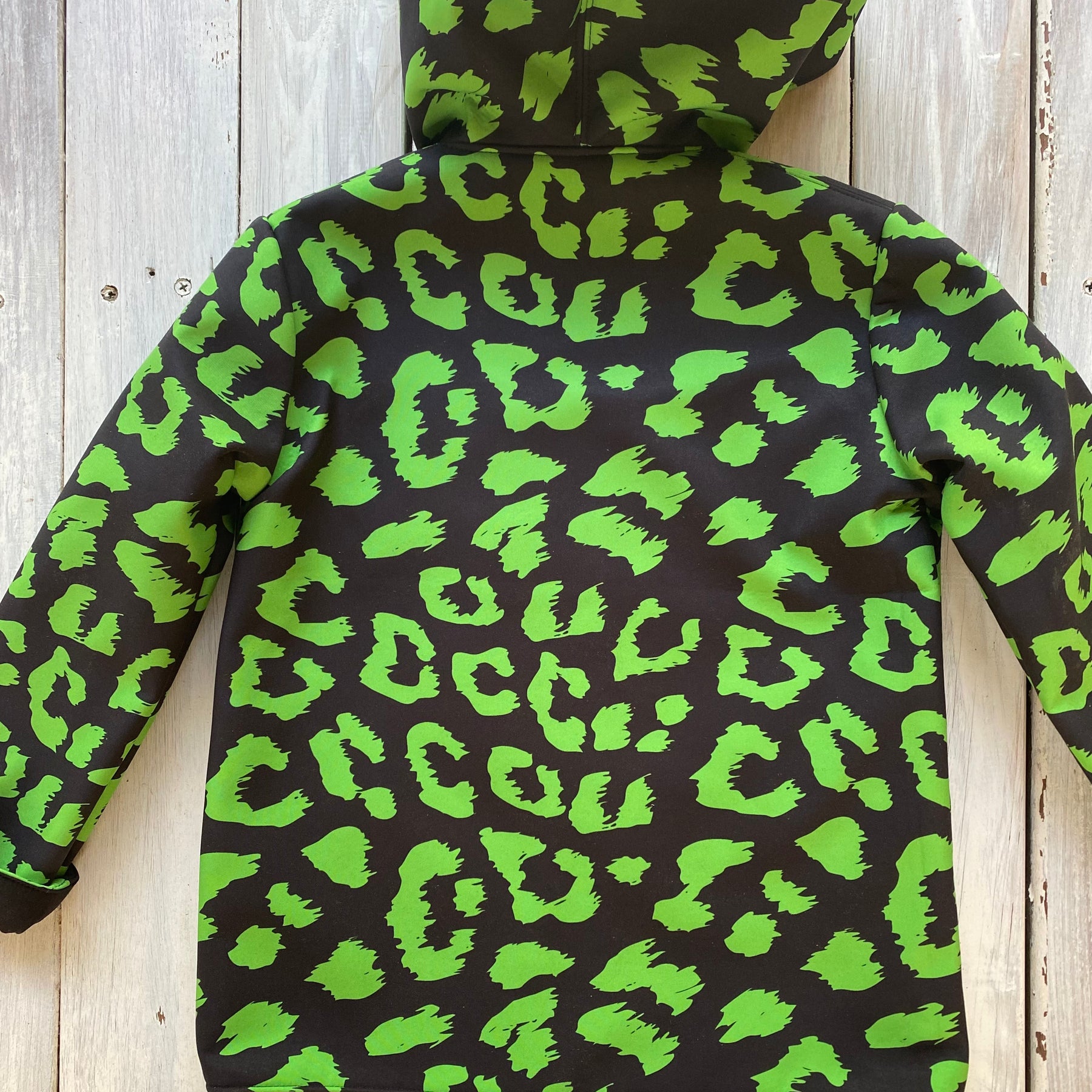 Showerproof Lime Green on Black Hooded Jacket size 5