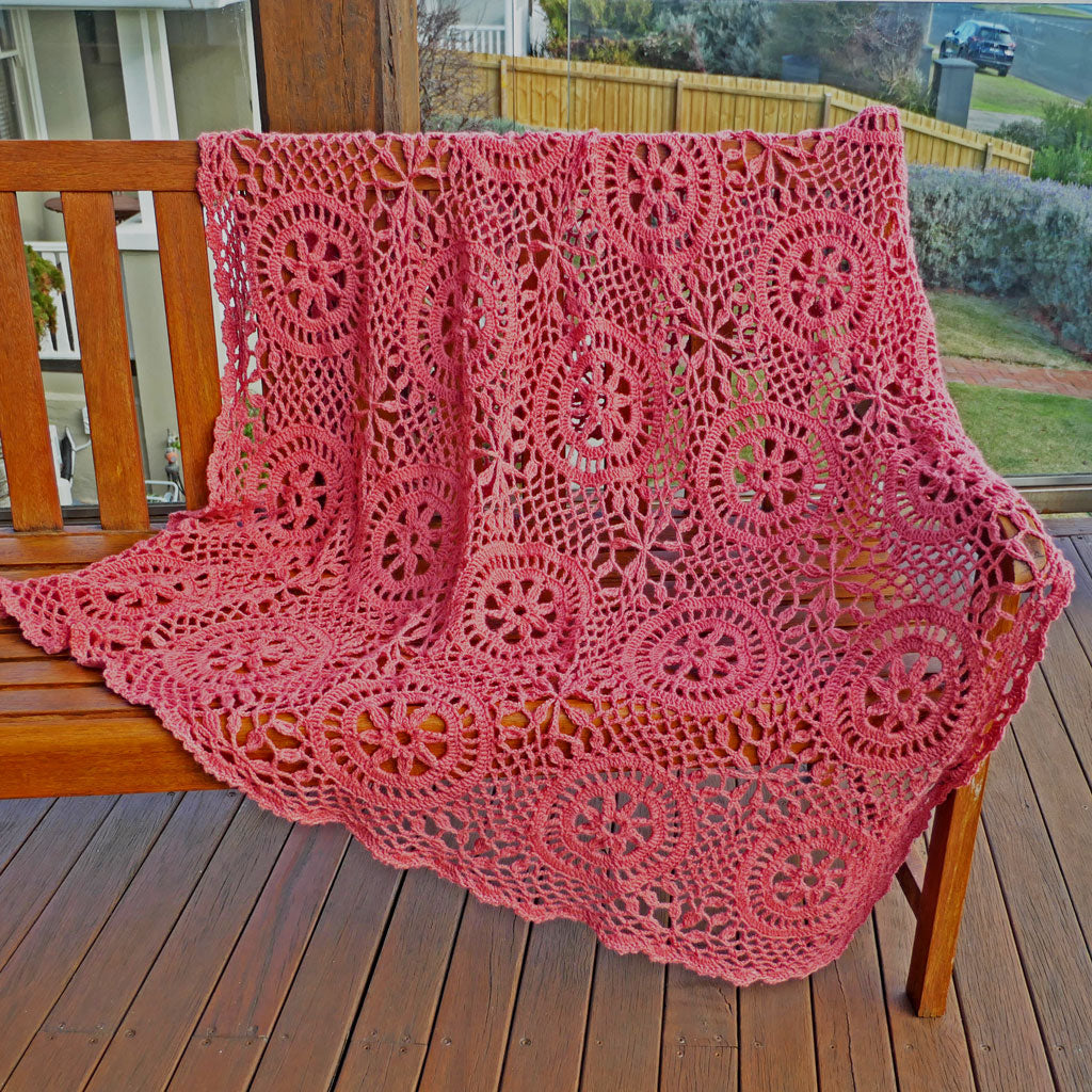 Throw rug/blanket.  Crochet. Wool & angora.  Handmade.  One only