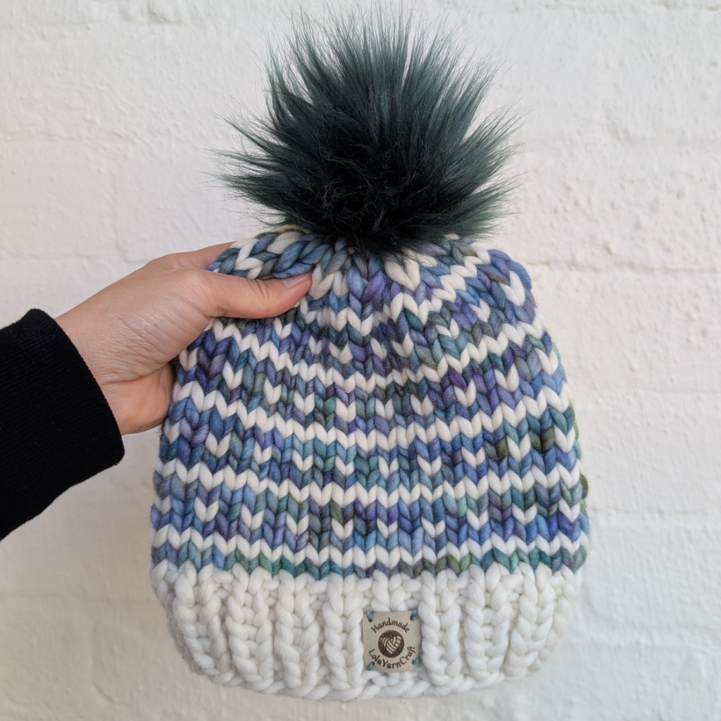 Malabrigo Rasta, Premium Merino Wool Beanie, Speranza Beanie, Green and White