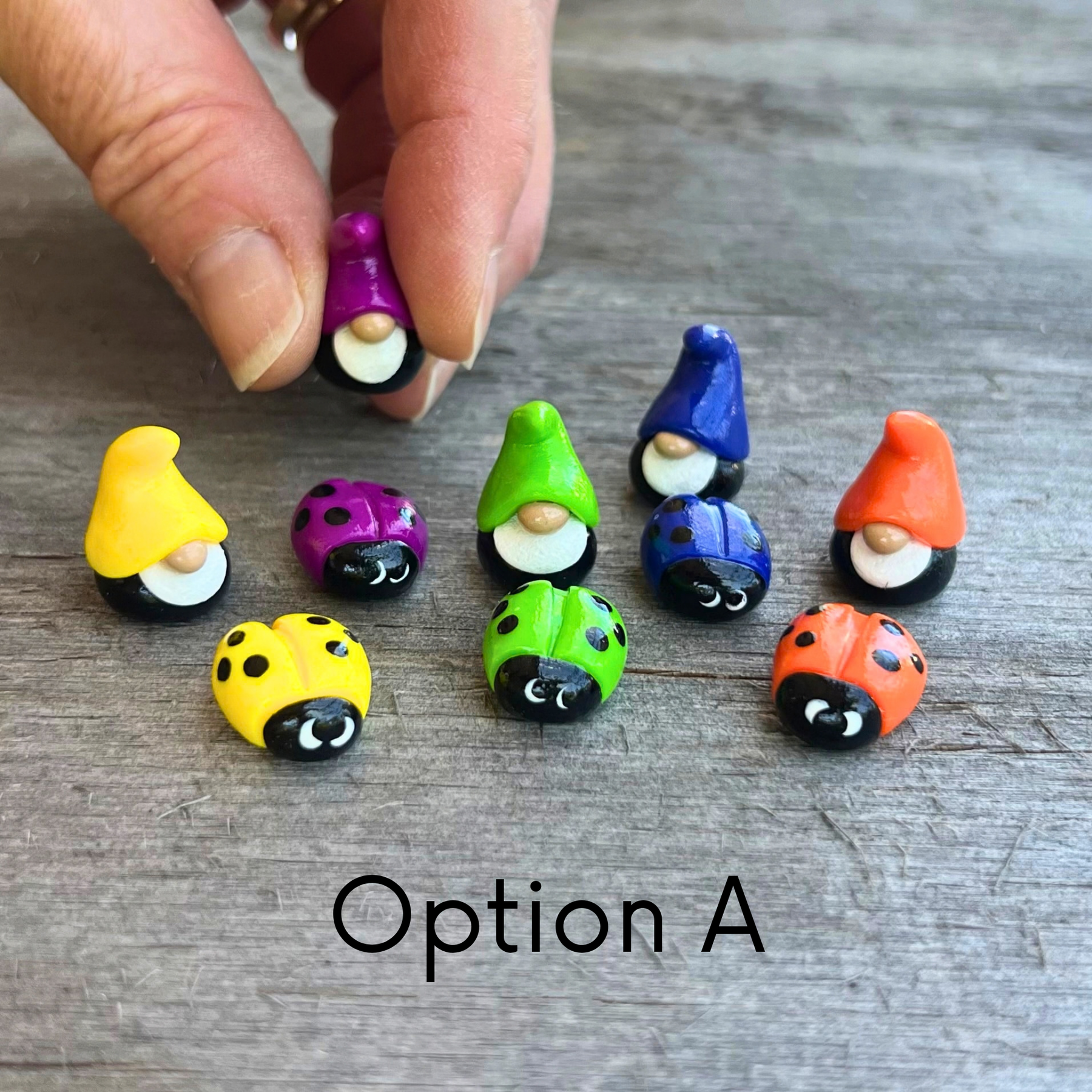 Mini Polymer Clay Gnome & Ladybug Sets