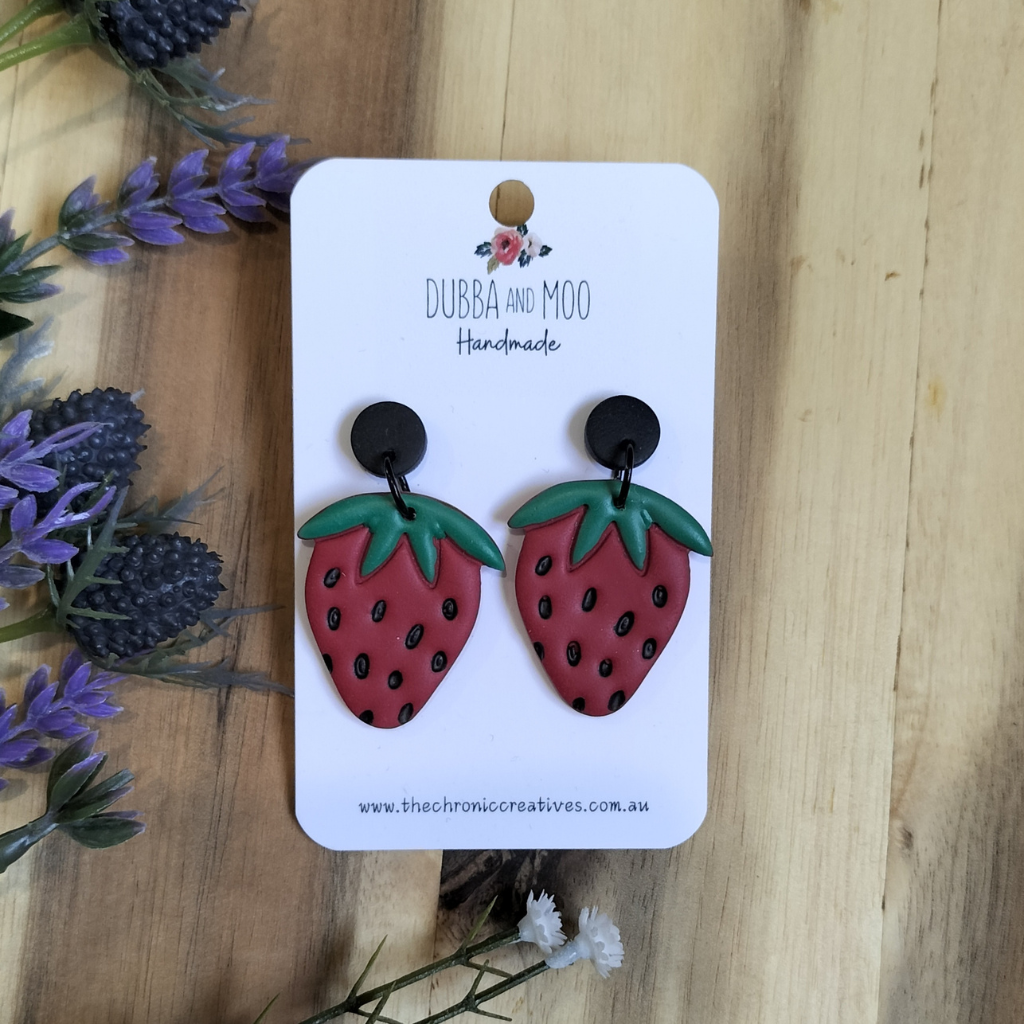 Strawberry Polymer Clay Dangle Earrings - Assorted Colours