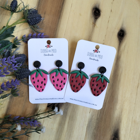 Strawberry Polymer Clay Dangle Earrings - Assorted Colours