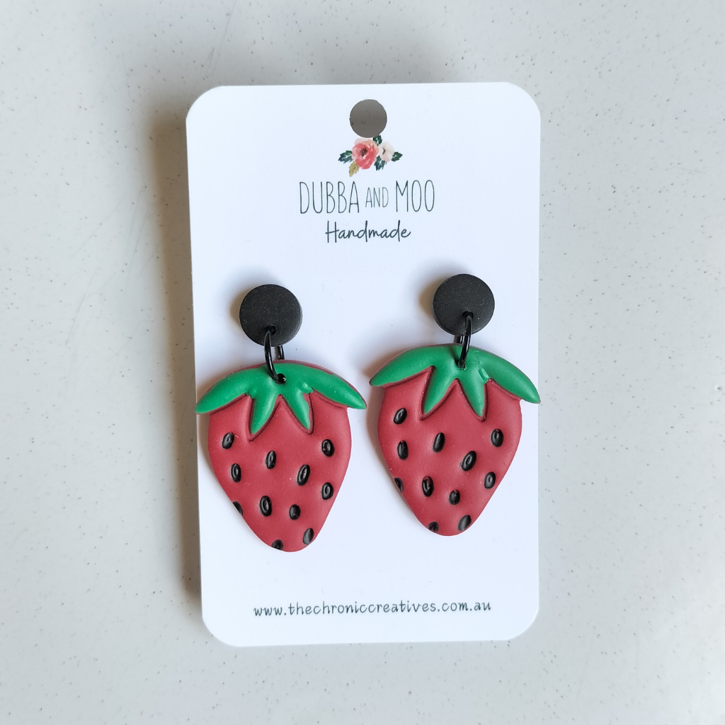 Strawberry Polymer Clay Dangle Earrings - Assorted Colours