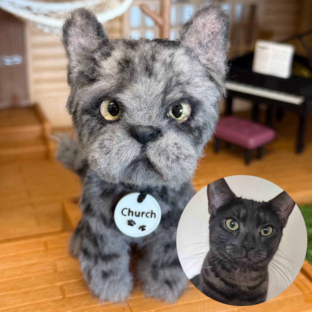 Custom Cat Replica from Photo, Poseable Art Doll, Pet Memorial Keepsake - Handmade Soft Sculpture, Personalised Plushie Ornament