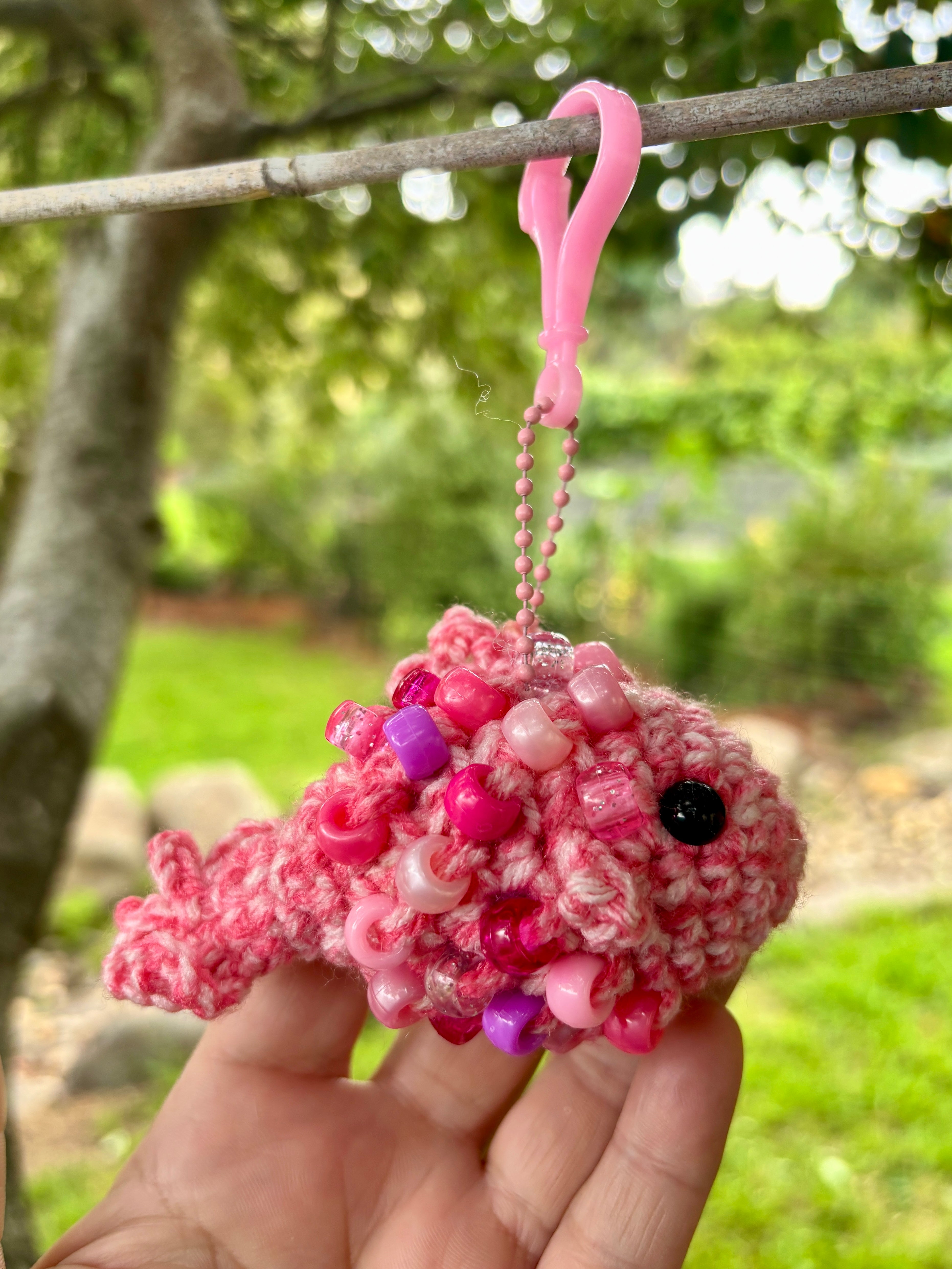Fish Crochet Beaded Fidget Key Chain Toy Bag Tag