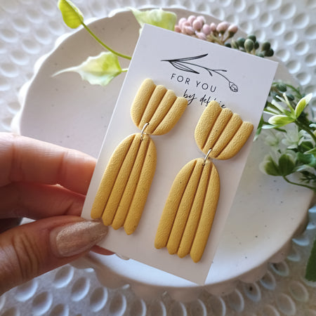 Sand mixed yellow polymer clay earrings