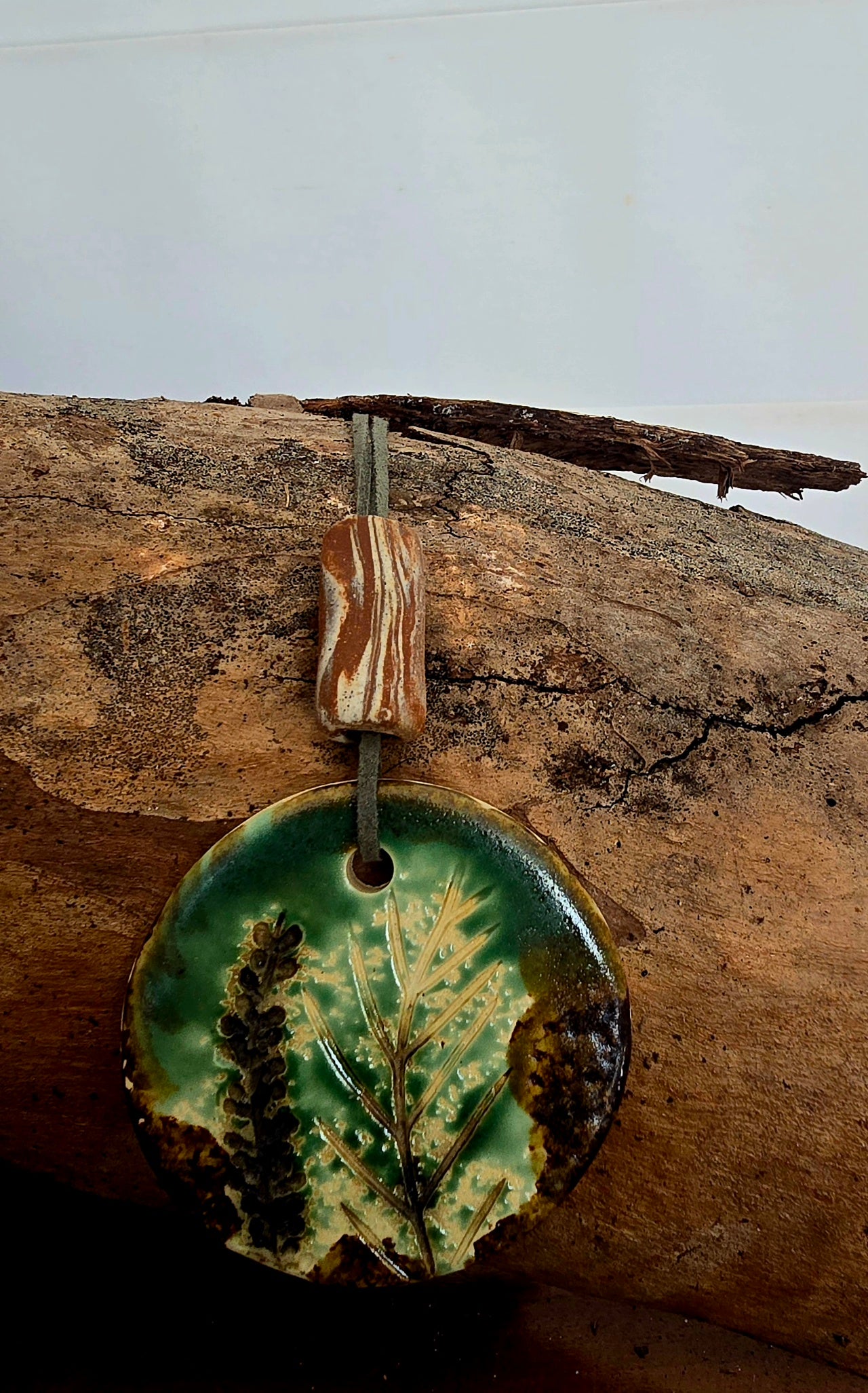 Forest Floor Botanical Pendant – Handmade Clay & Botanical Necklace
