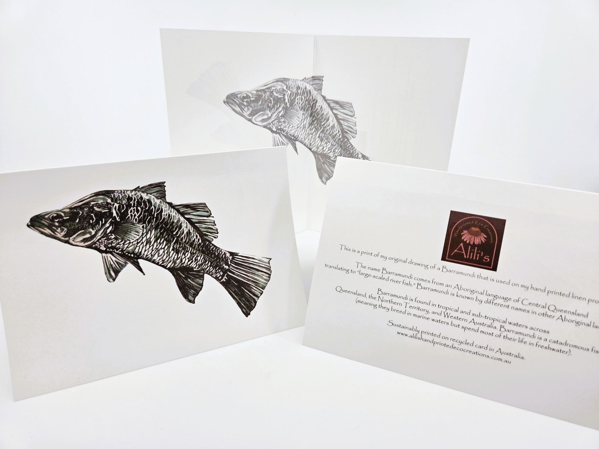 Barramundi Greeting Card (blank) -recycled paper envelope