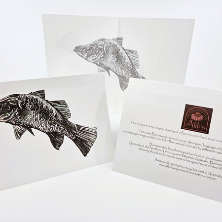 Barramundi Greeting Card (blank) -recycled paper envelope
