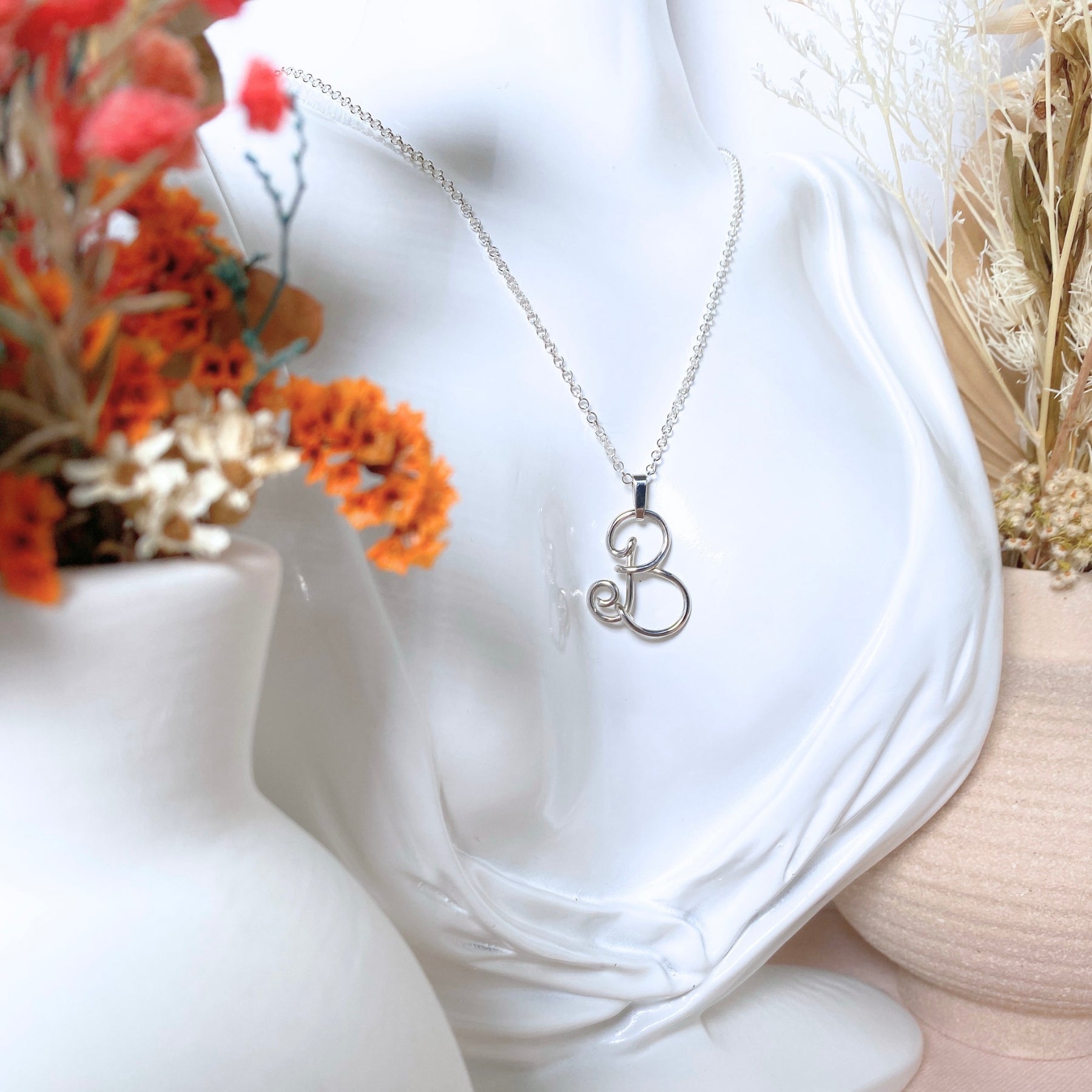NEW Initial Letter Pendant | Sterling silver wire | Belcher chain necklace | Personal Custom Jewellery