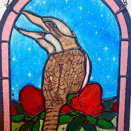 Kookaburra stained glass panel