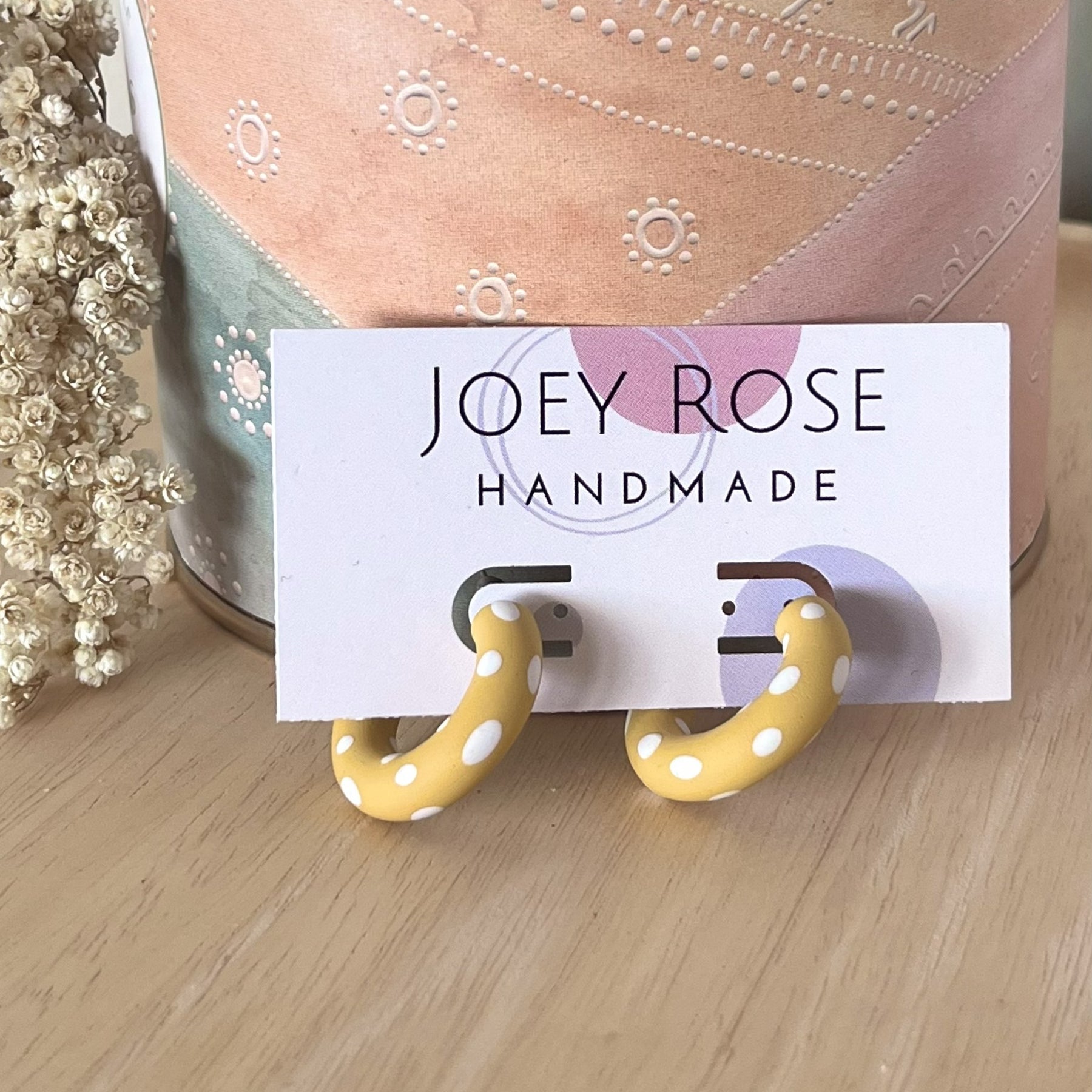 Small Polymer Clay Hoop Earrings - Various Colours
