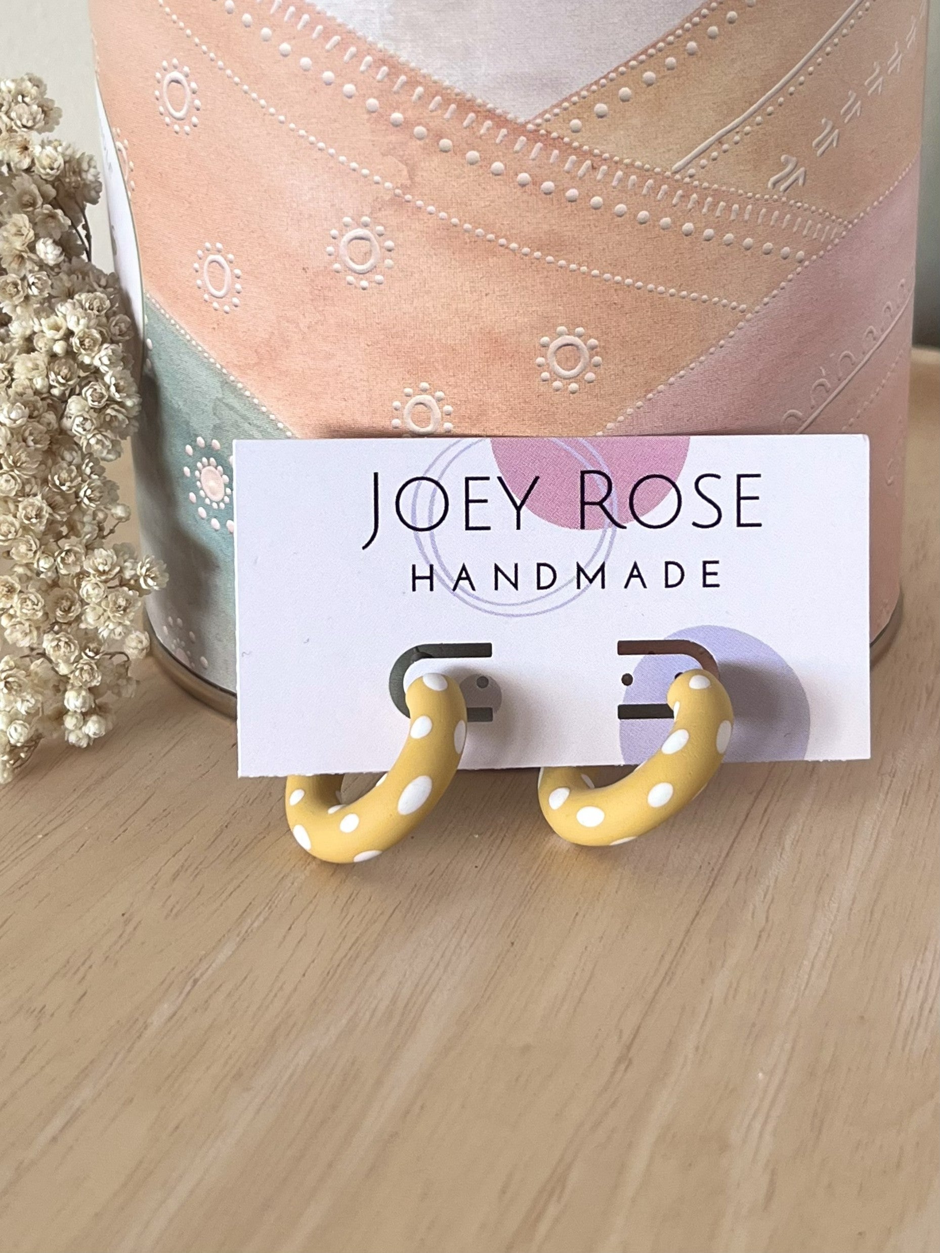 Small Polymer Clay Hoop Earrings - Various Colours