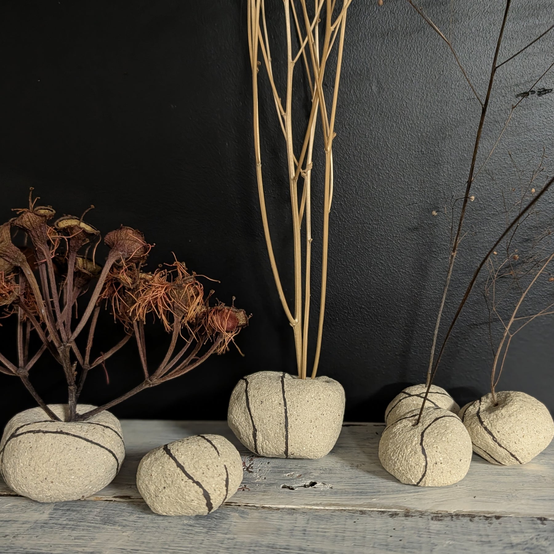 Handmade Ceramic Petite Bud Vase Set (3) | beach pebble vessels • single stem • style