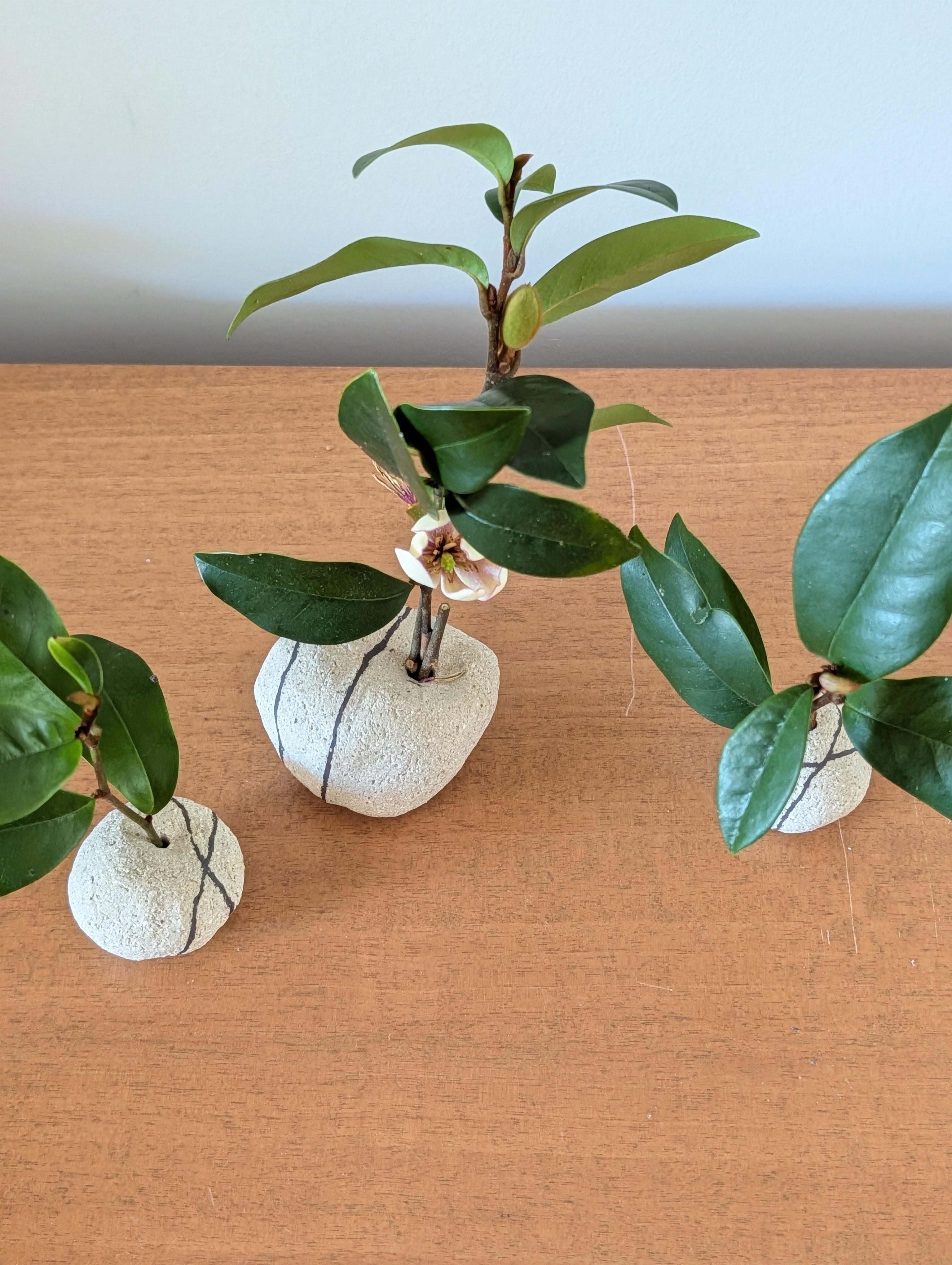 Handmade Ceramic Petite Bud Vase Set (3) | beach pebble vessels • single stem • style