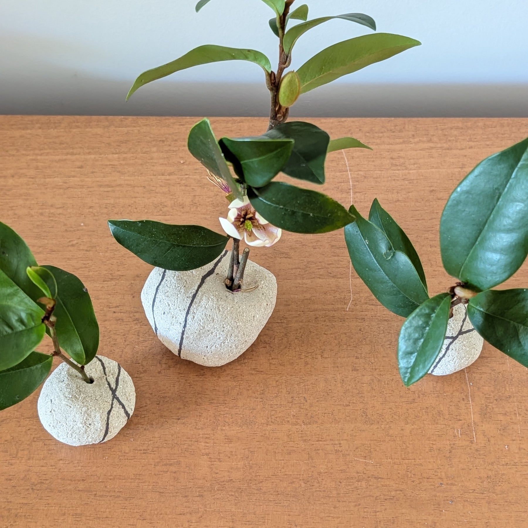 Handmade Ceramic Petite Bud Vase Set (3) | beach pebble vessels • single stem • style
