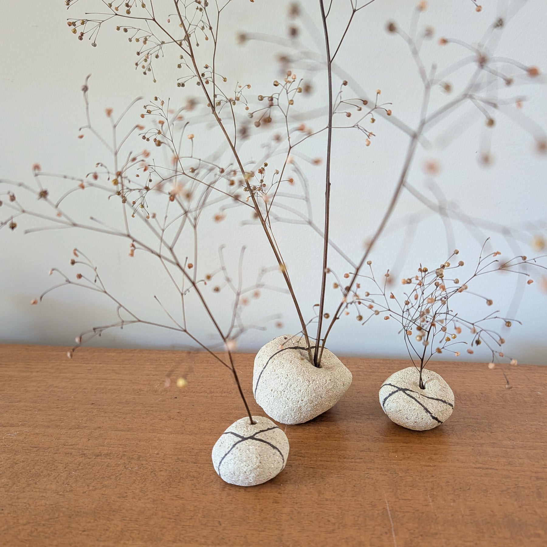 Handmade Ceramic Petite Bud Vase Set (3) | beach pebble vessels • single stem • style