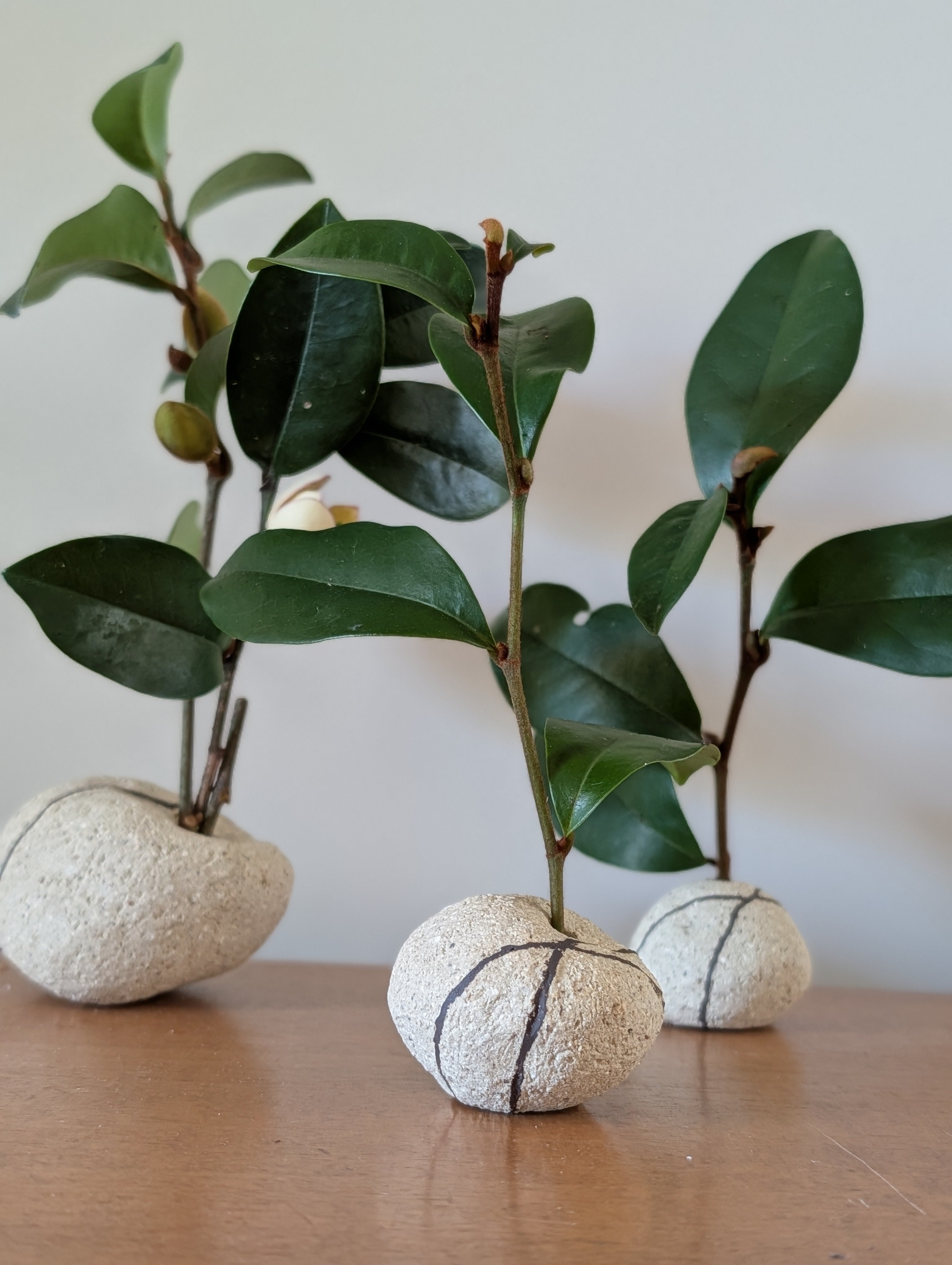Handmade Ceramic Petite Bud Vase Set (3) | beach pebble vessels • single stem • style