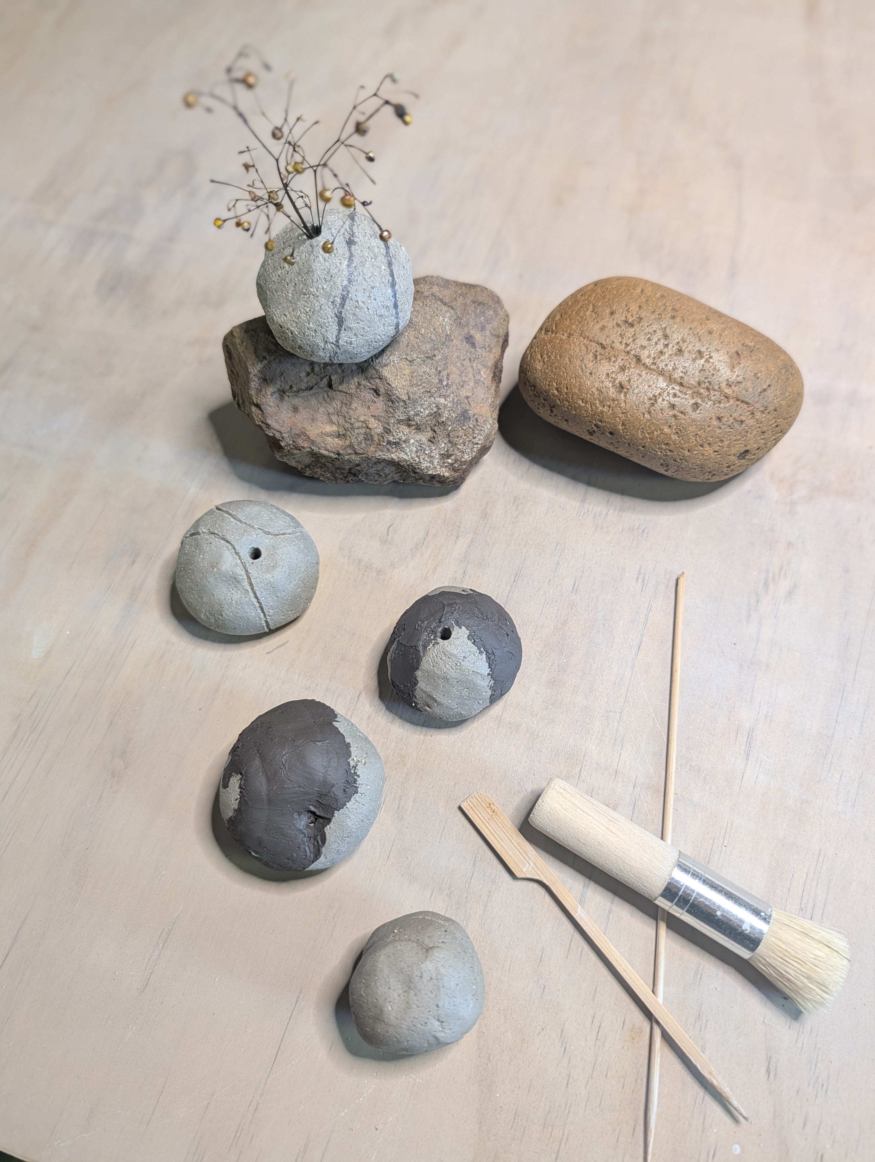 Handmade Ceramic Petite Bud Vase Set (3) | beach pebble vessels • single stem • style